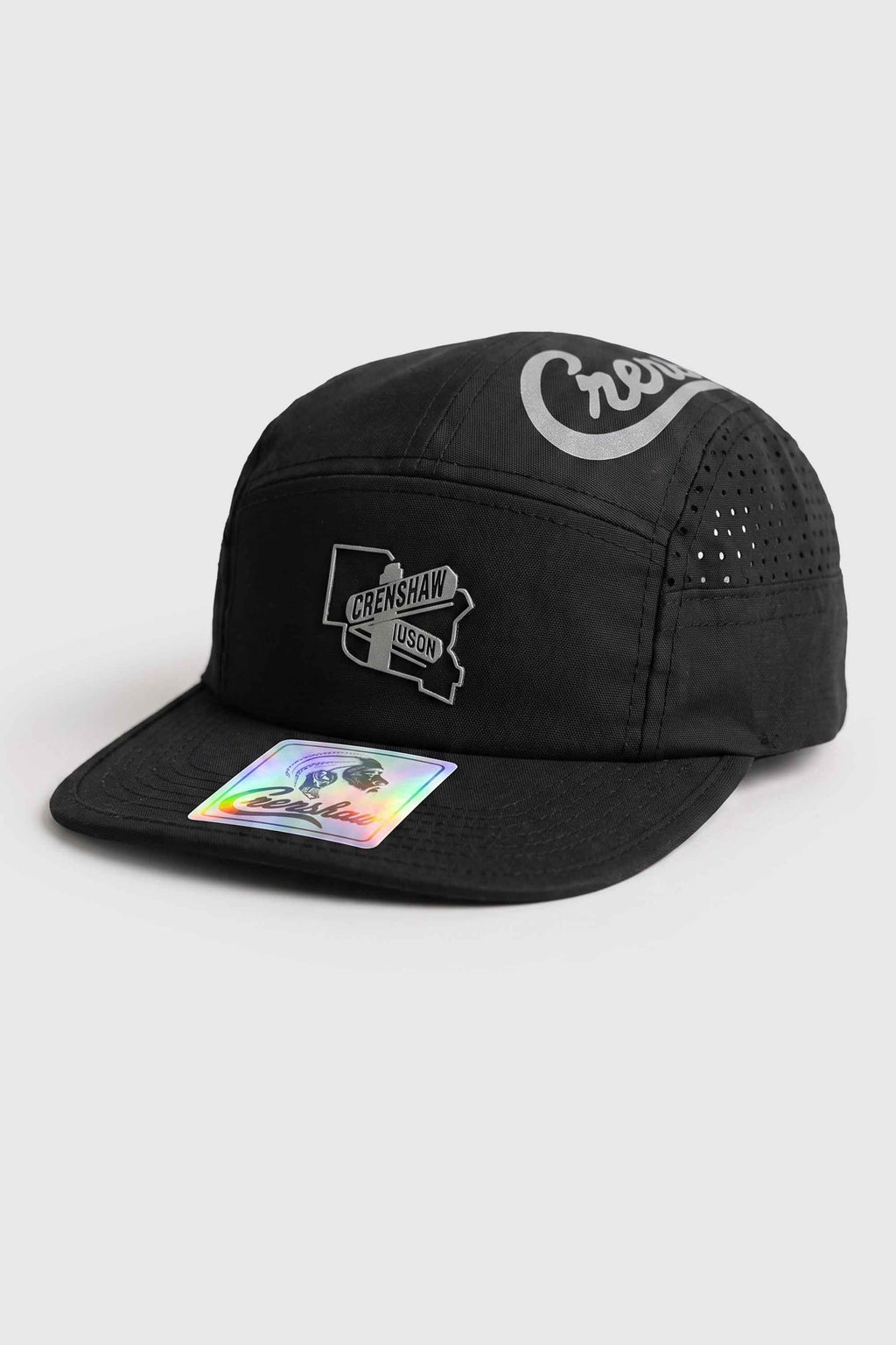 Boné Five Panel Crenshaw Logo Emborrachado Refletivo Preto Smart Cap NFC