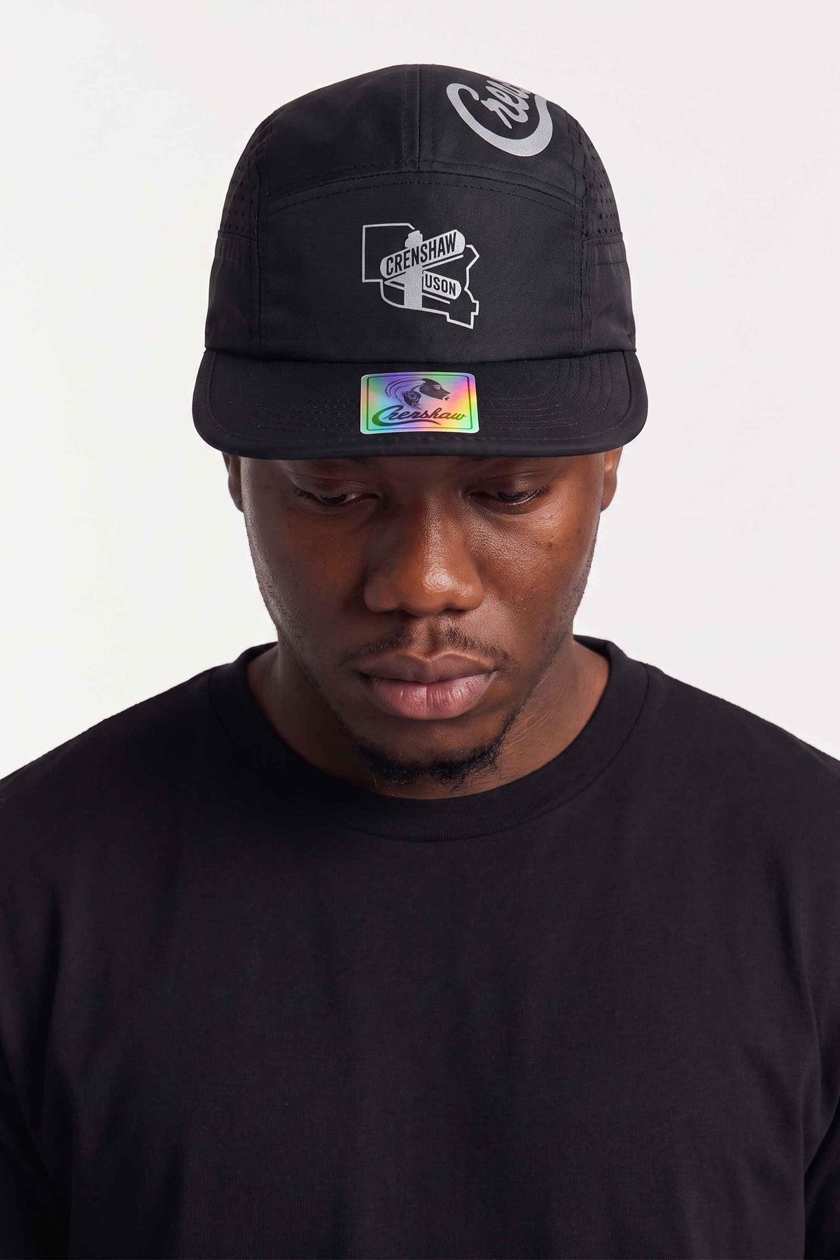 Boné Five Panel Crenshaw Logo Emborrachado Refletivo Preto Smart Cap NFC
