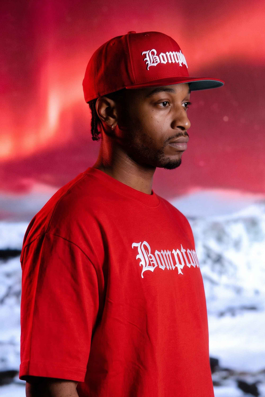 Kit Compton: Camiseta Oversized Bompton + Boné Aba Reta Snapback Bompton Vermelho