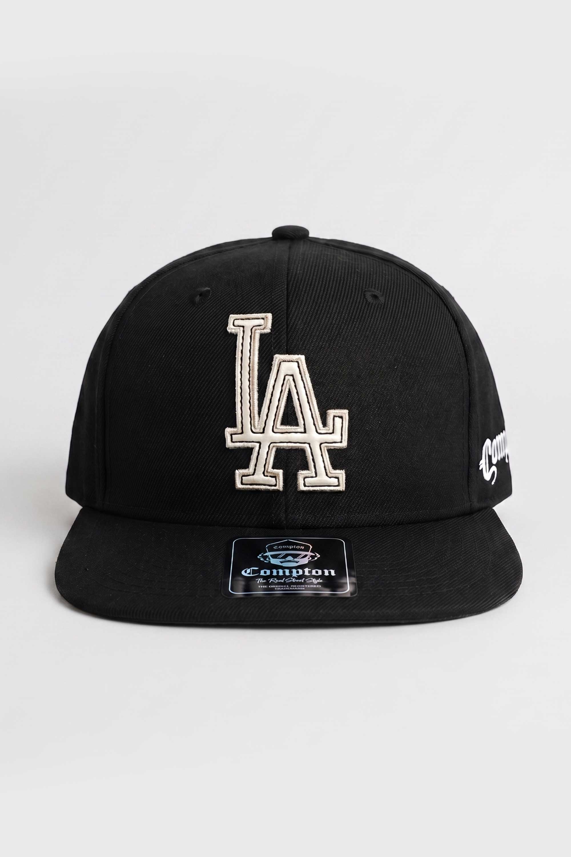 Boné Compton Aba Reta Snapback LA Recorte a Laser Preto