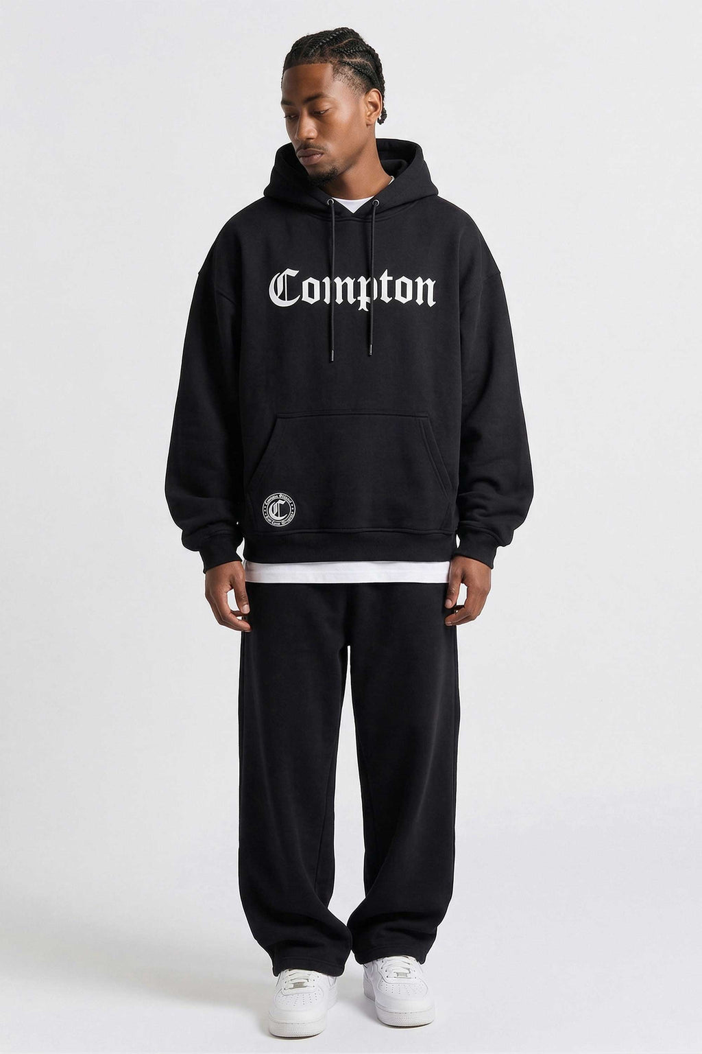 Moletom Compton Canguru Classico - Preto