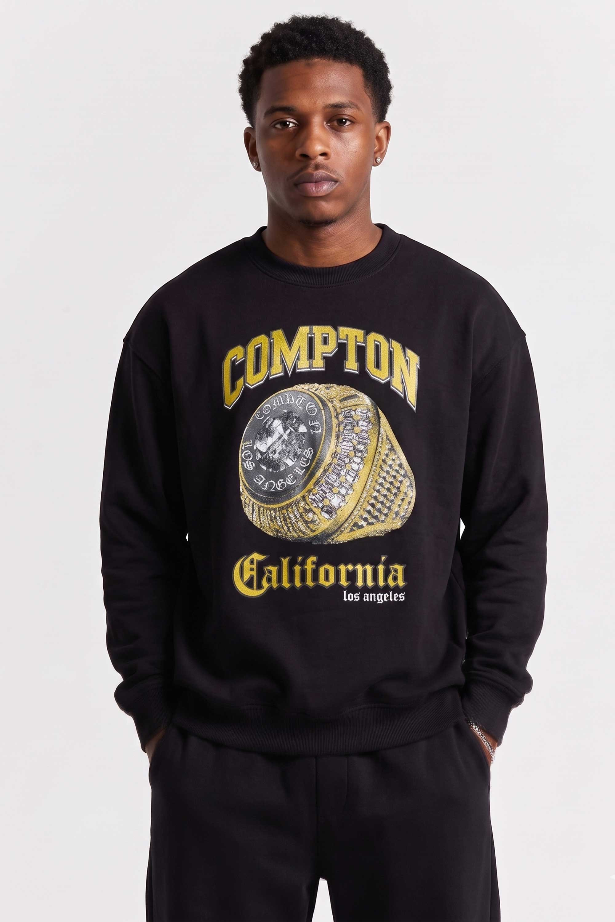 Moletom Compton Careca Champion Ring Preto