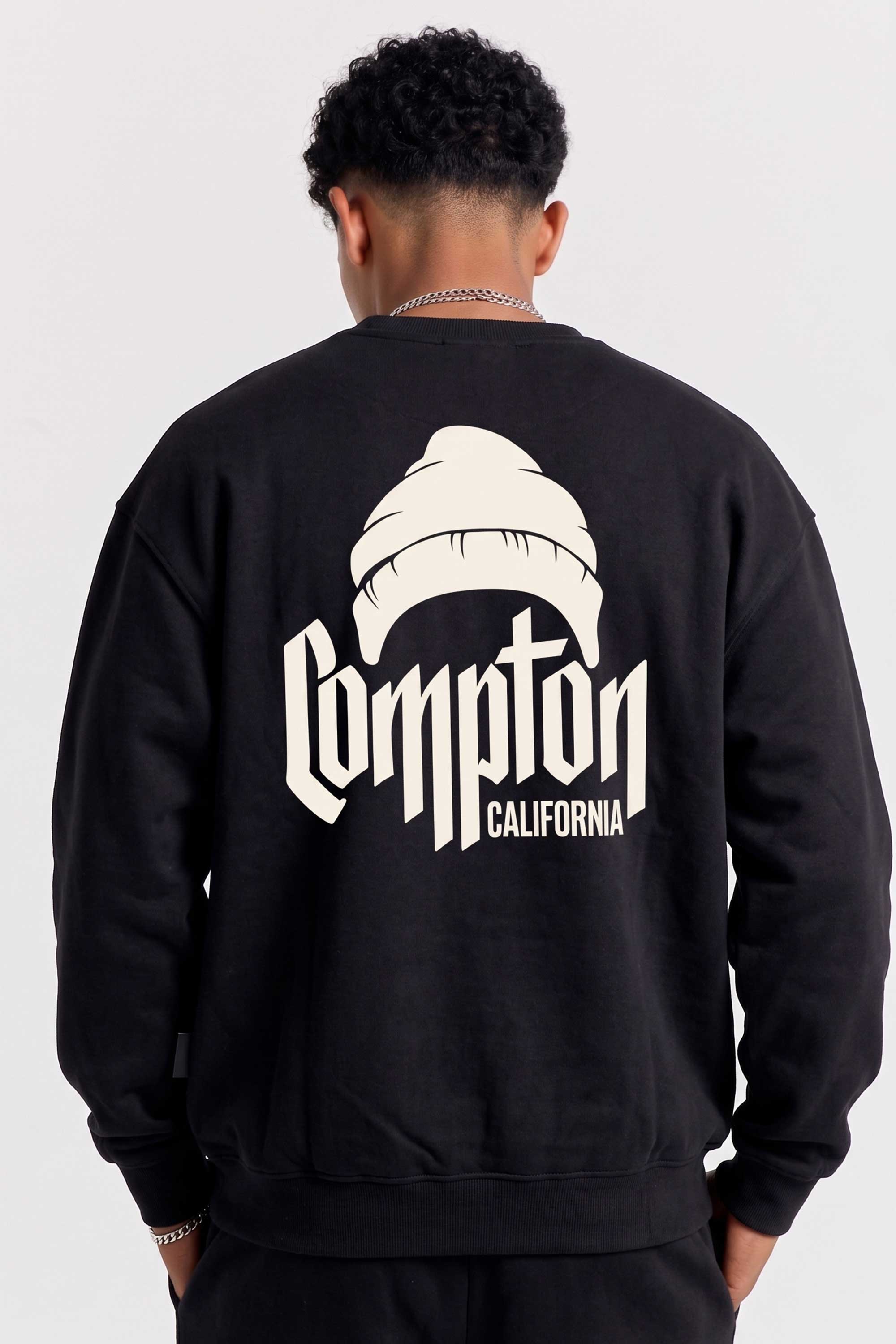 Moletom Compton Careca Gorro Preto
