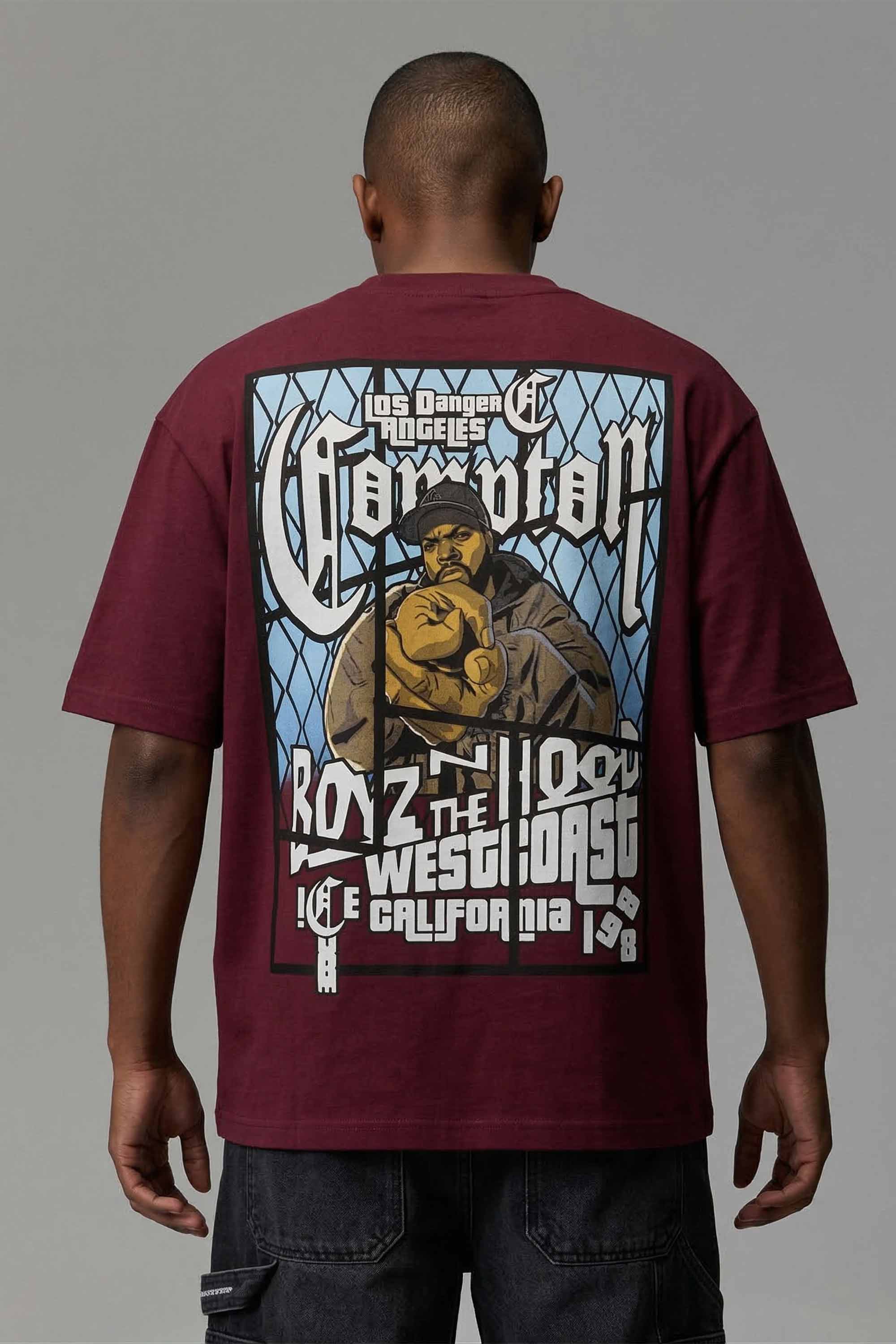 Camiseta Compton Oversized Boyz'N The Hood Vinho