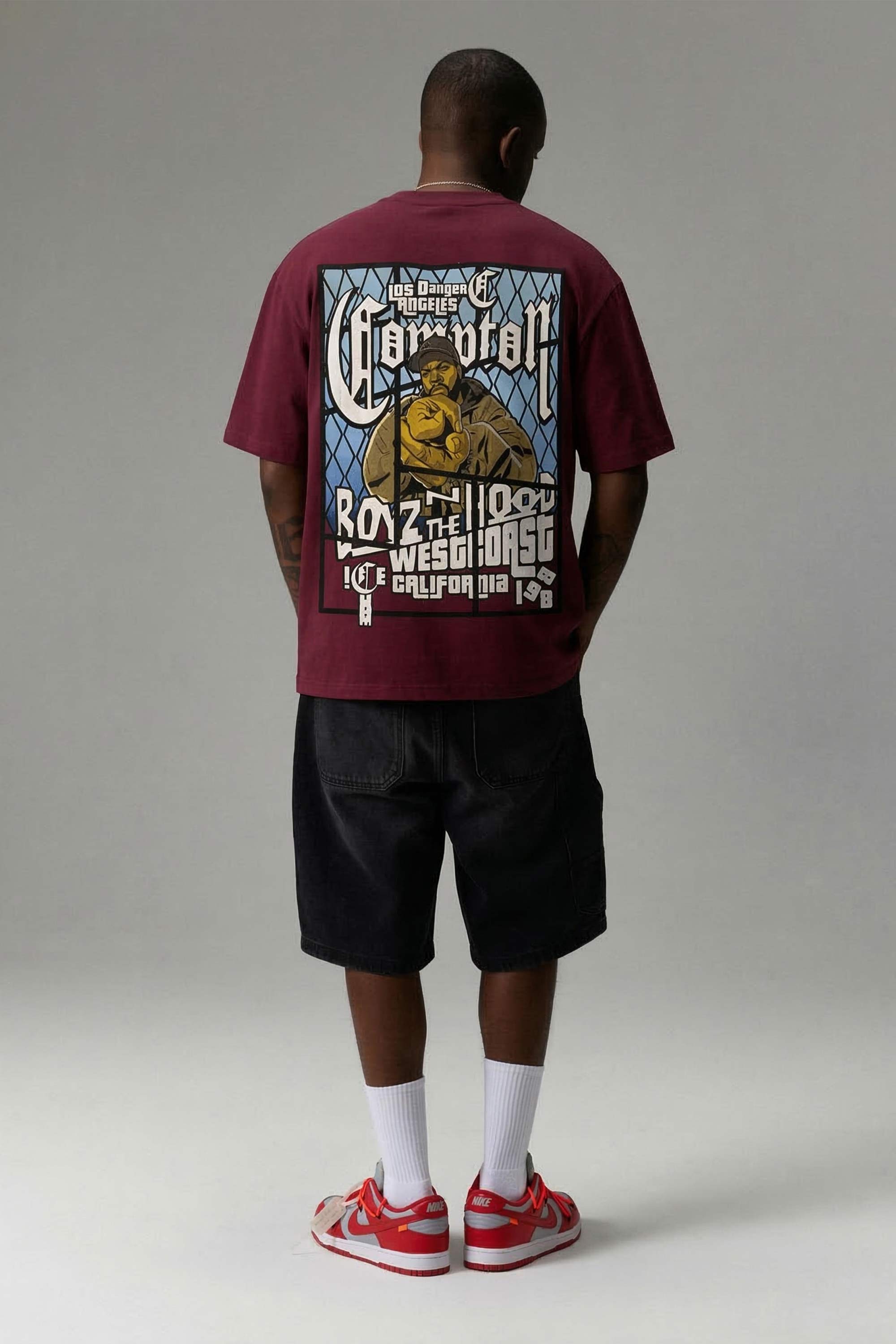 Camiseta Compton Oversized Boyz'N The Hood Vinho