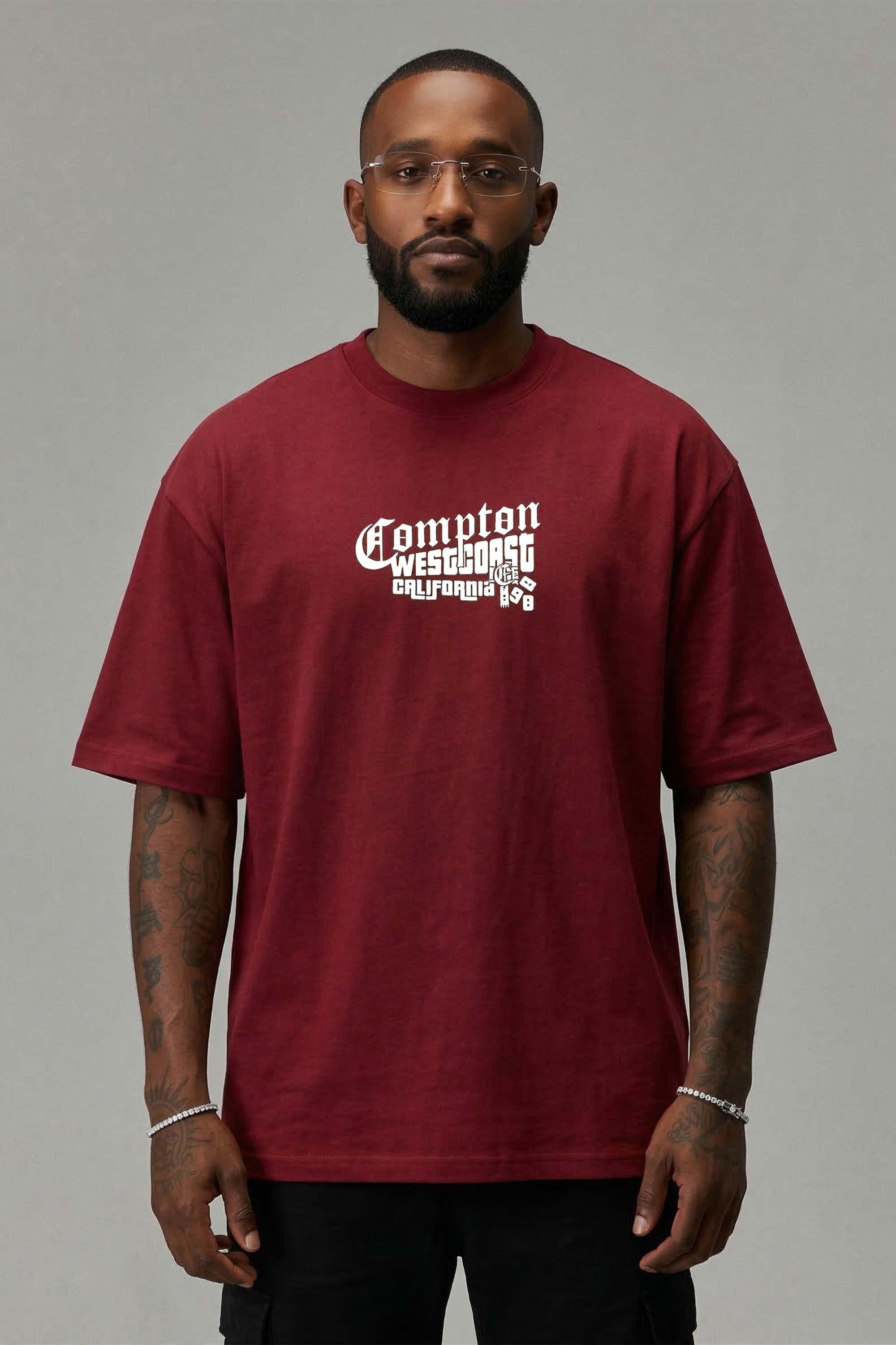 Camiseta Compton Oversized Boyz'N The Hood Vinho
