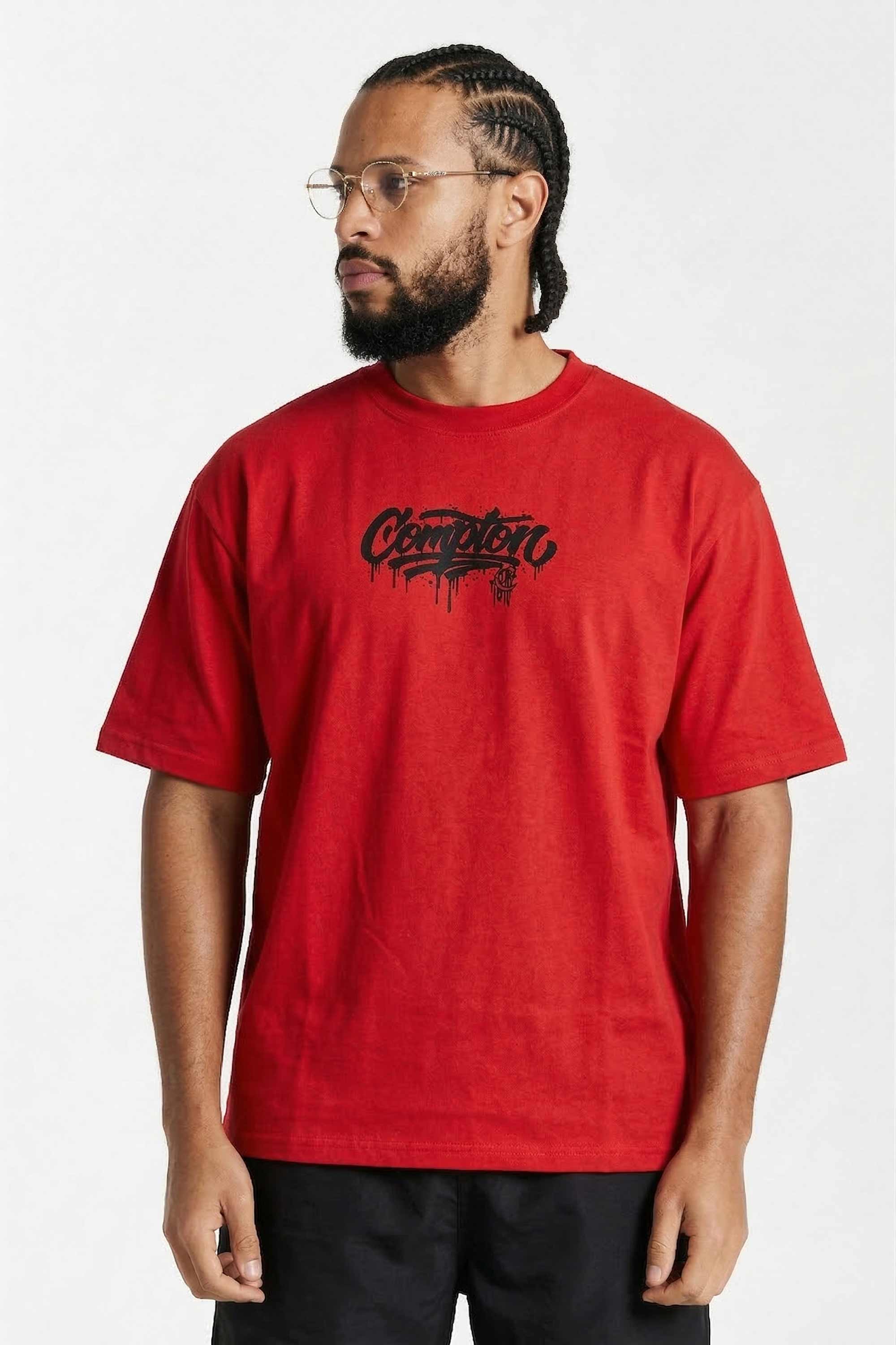 Camiseta Compton Oversized Drained Morcego Vermelha