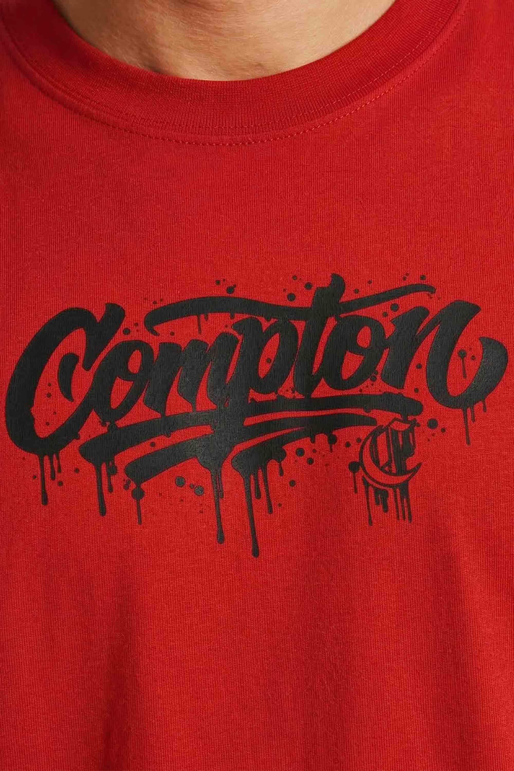 Camiseta Compton Oversized Drained Morcego Vermelha
