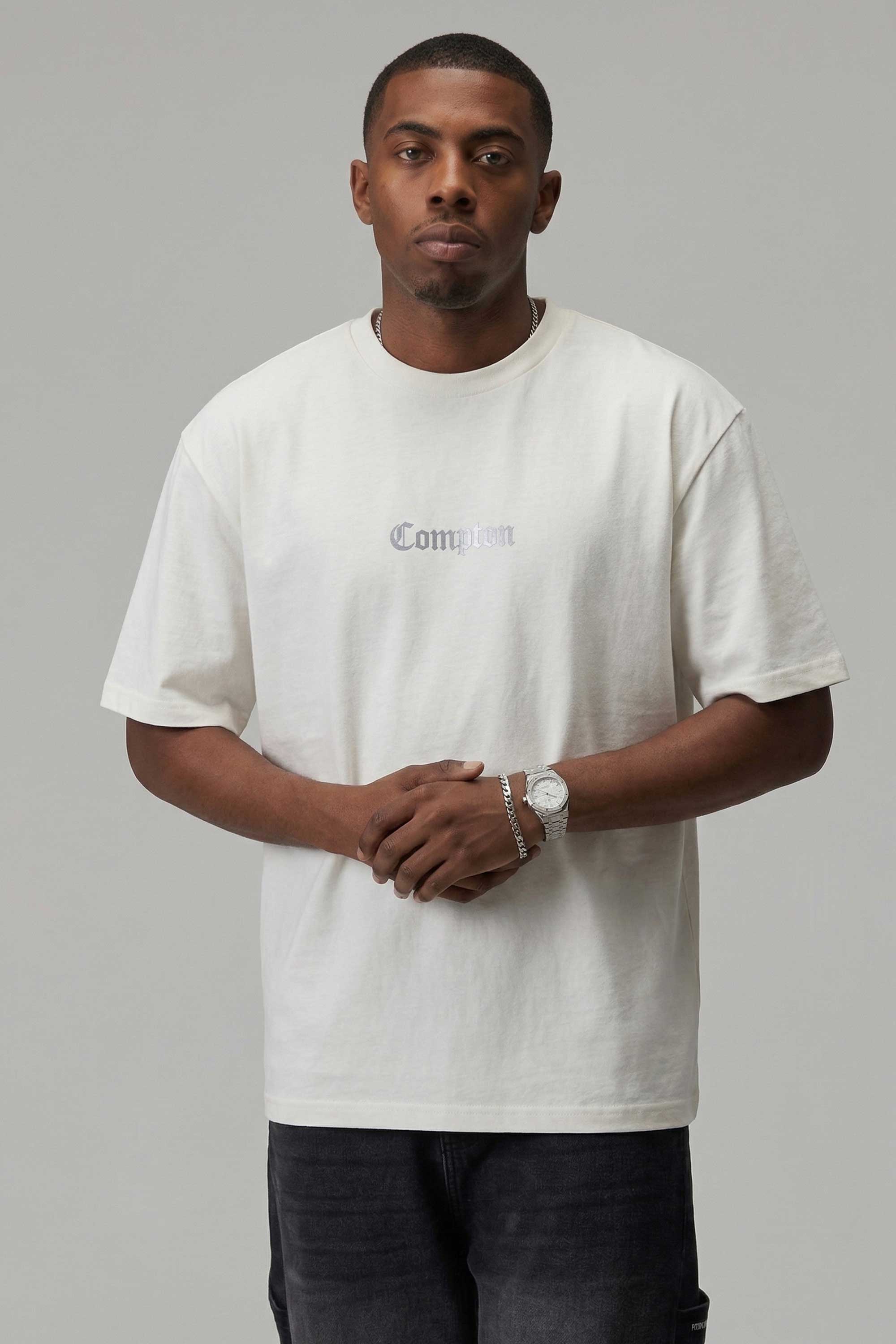 Camiseta Compton Oversized Logo Refletivo Off White
