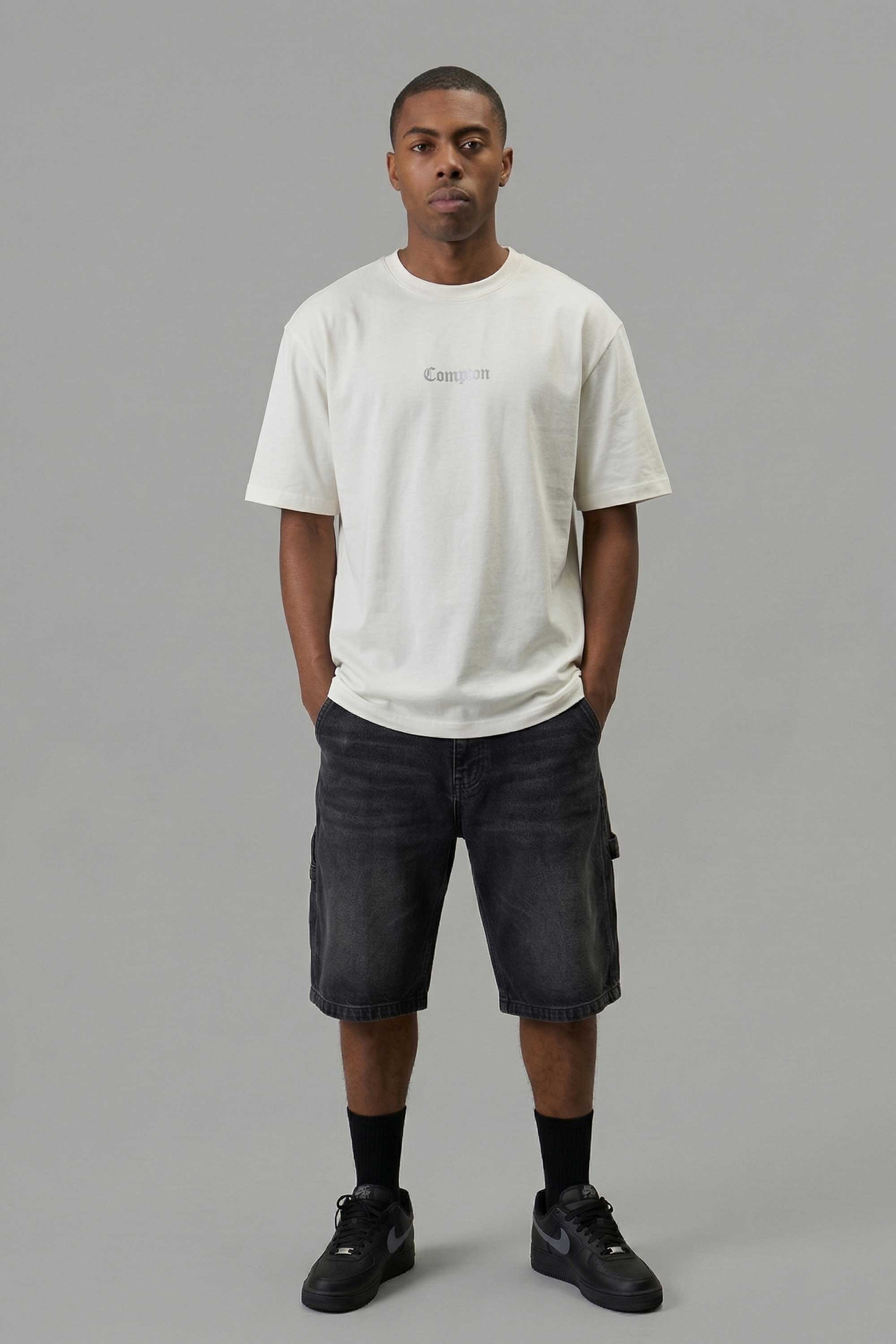 Camiseta Compton Oversized Logo Refletivo Off White