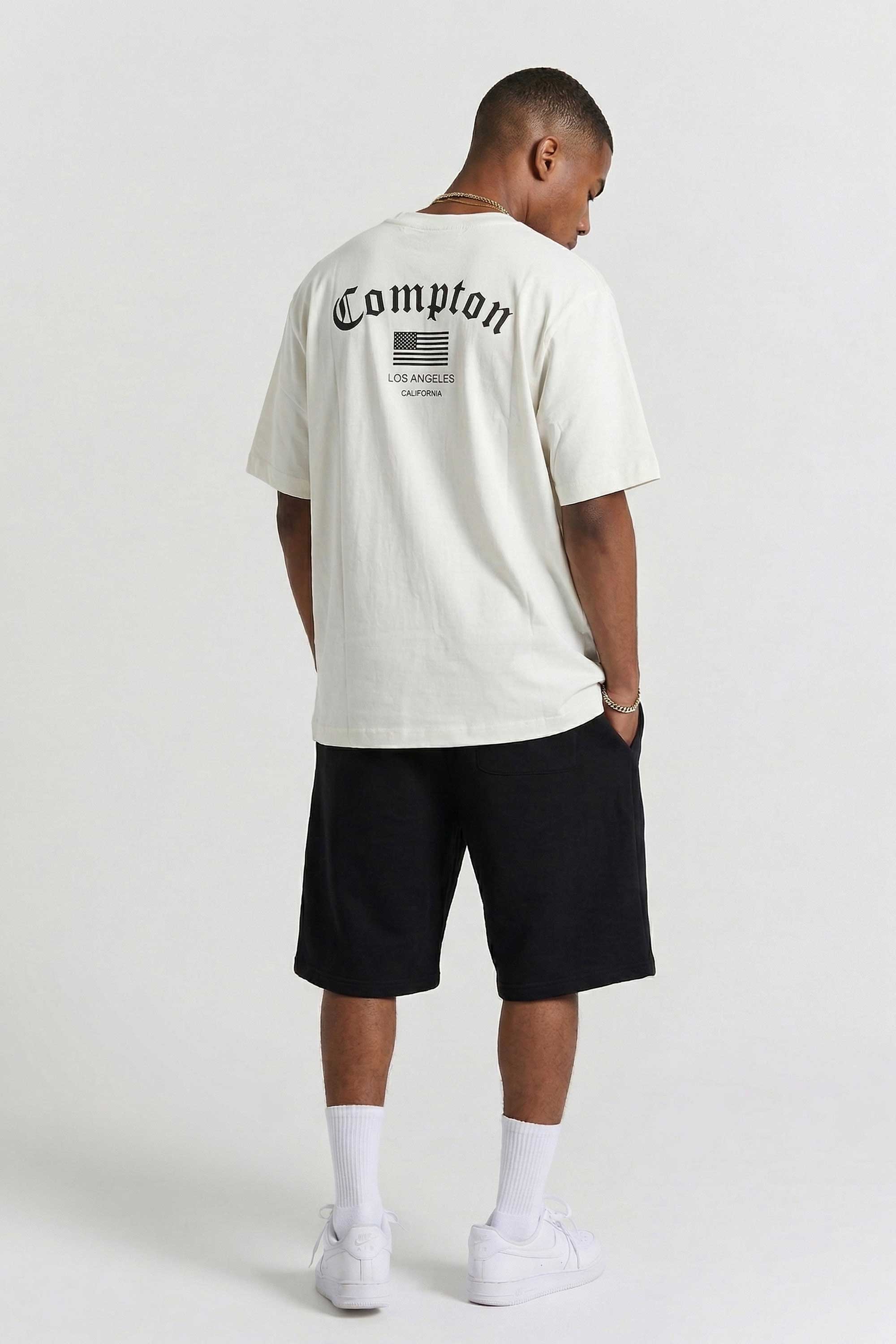 Camiseta Compton Oversized Los Angeles Flag Off White