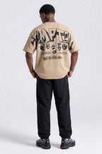 Camiseta Compton Oversized NWA Faces Alto Relevo Caqui