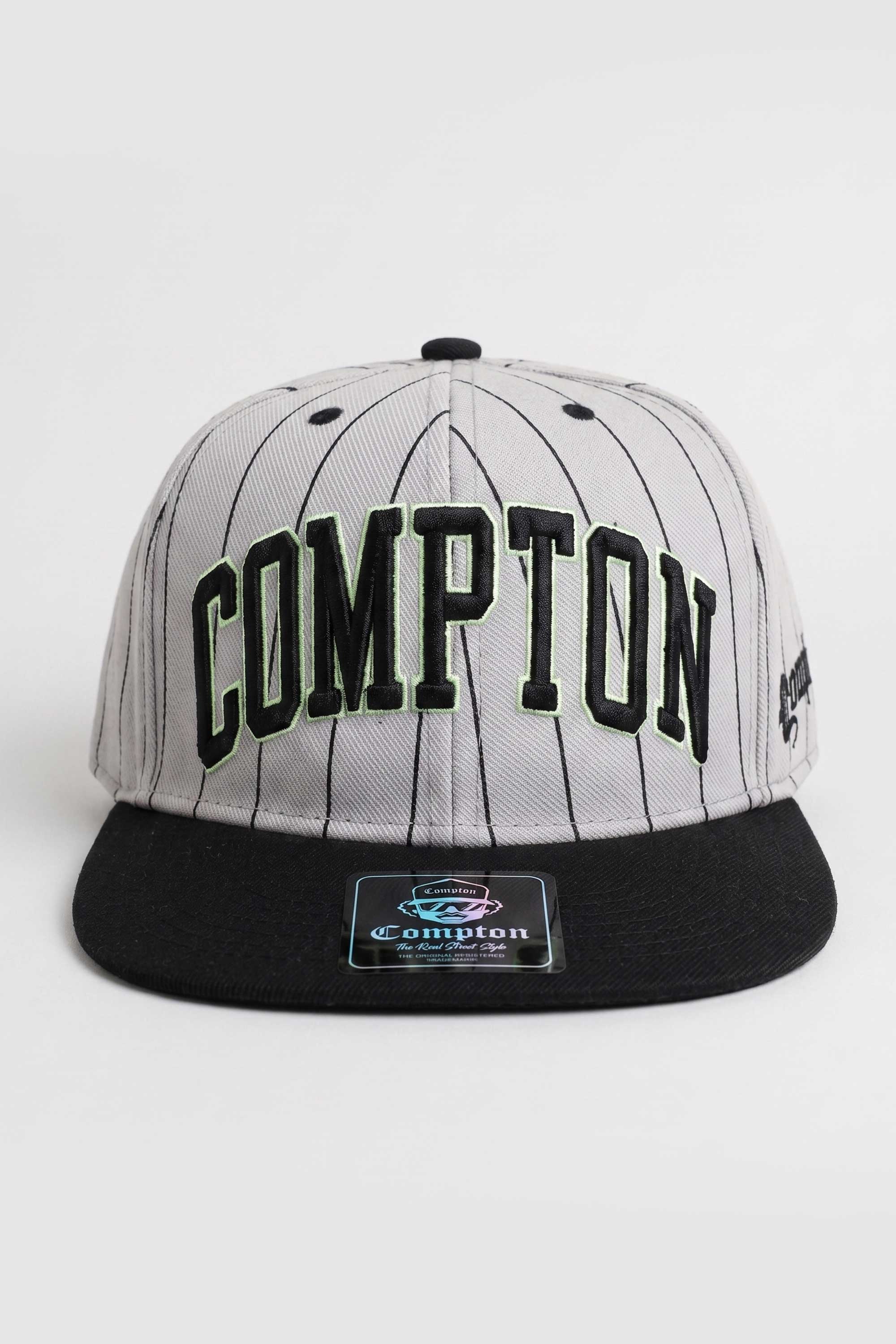Boné Compton Aba Reta Snapback Urban Pinstripe Cinza