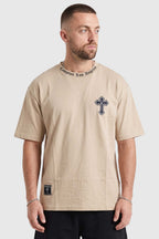 Camiseta Compton Oversized Gang Cross Bege