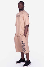 Camiseta Compton Oversized NWA Faces Alto Relevo Caqui