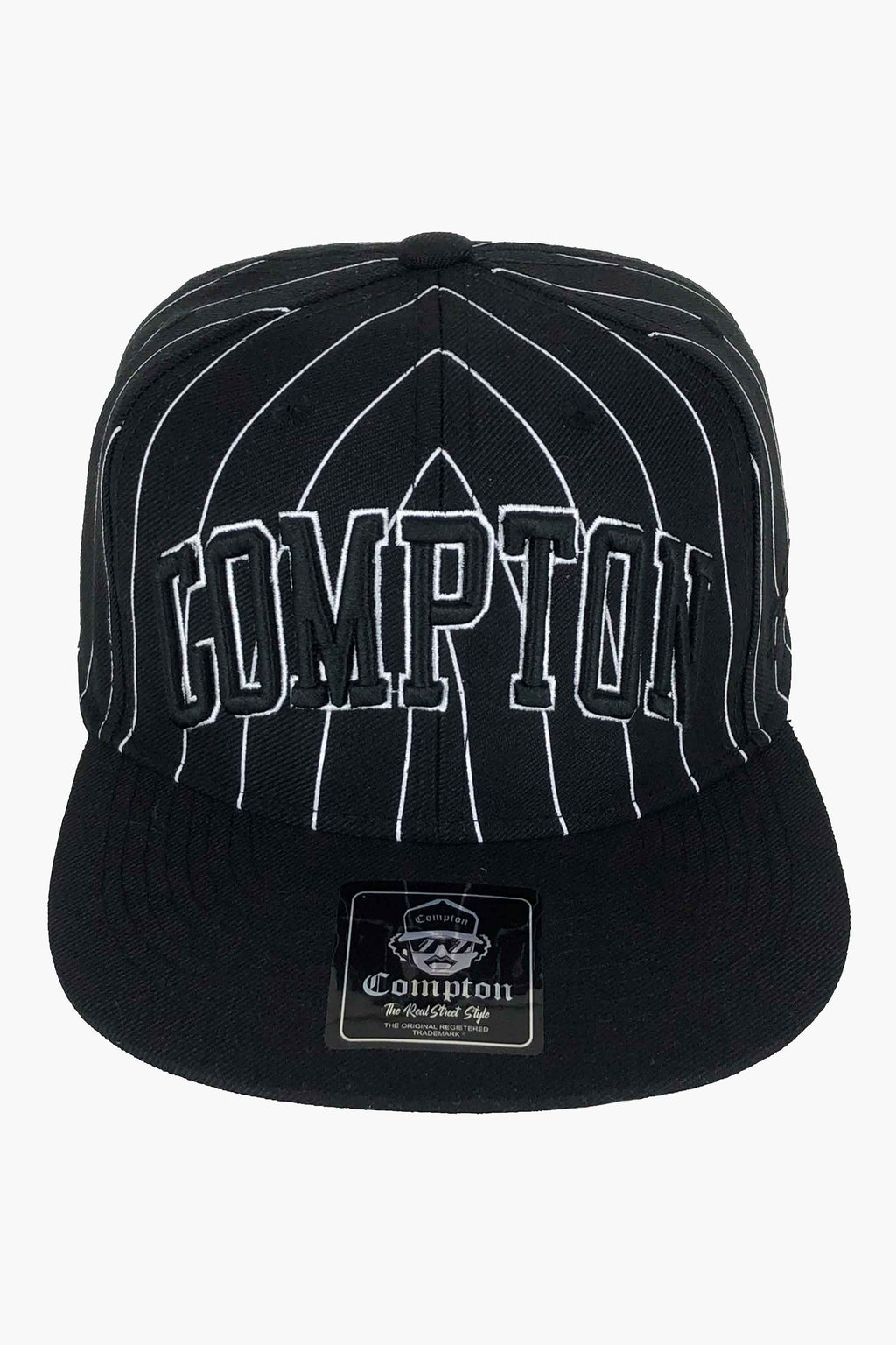 Boné Compton Aba Reta Urban Pinstripe Preto Bordado