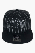Boné Compton Aba Reta Urban Pinstripe Preto Bordado