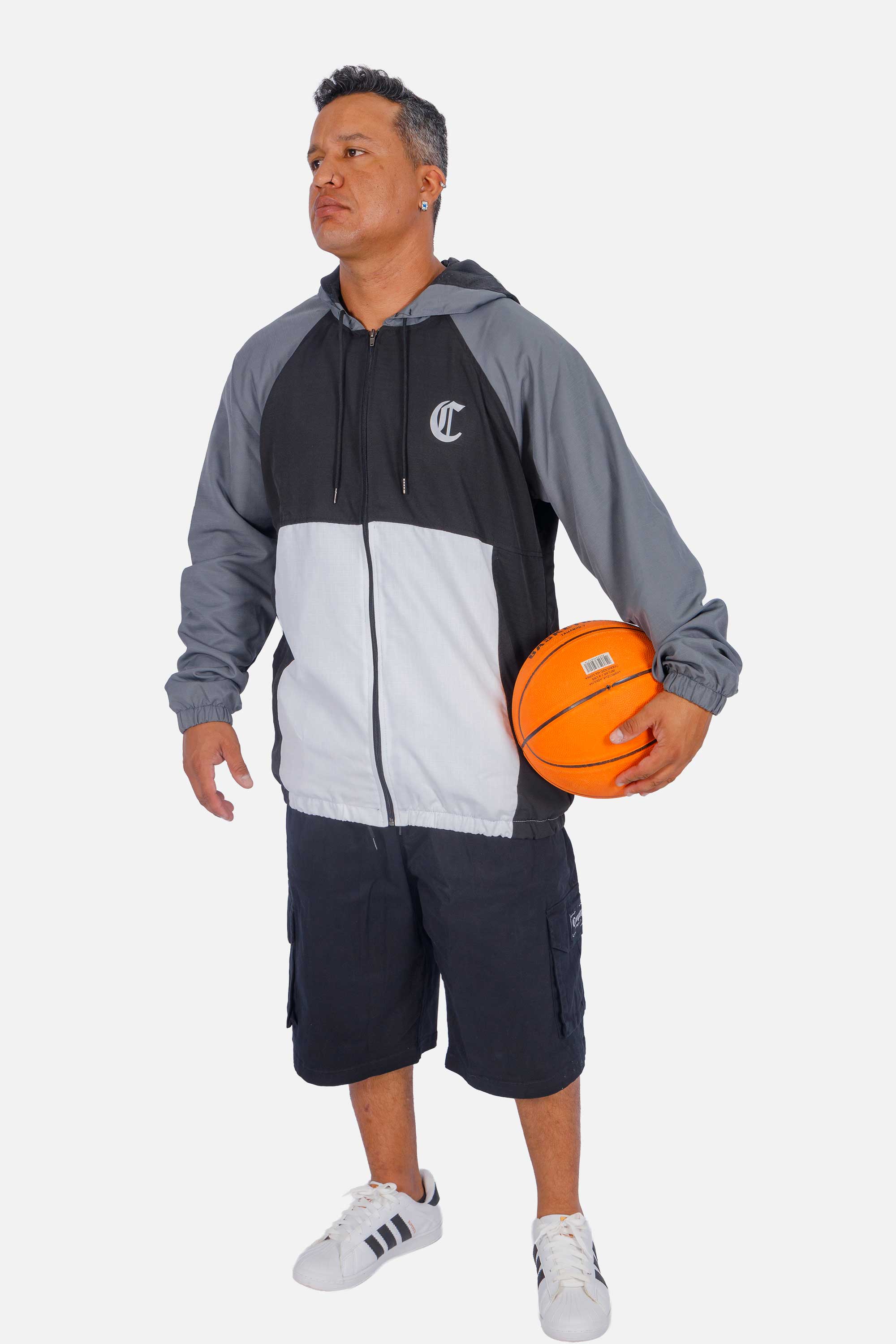 Jaqueta Compton Corta Vento Logo Refletivo Cinza