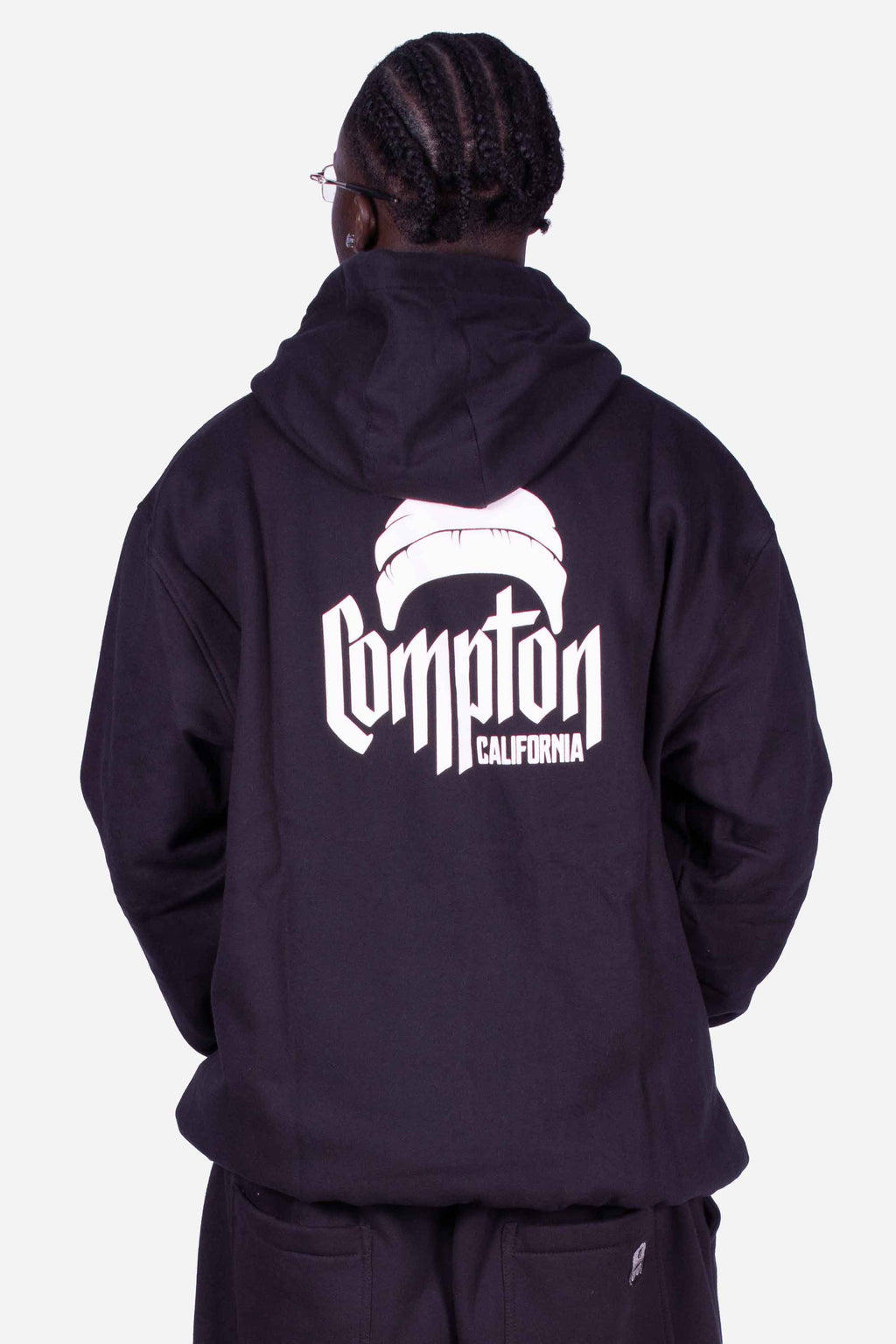 Moletom Compton Canguru Gorro Plus Preto