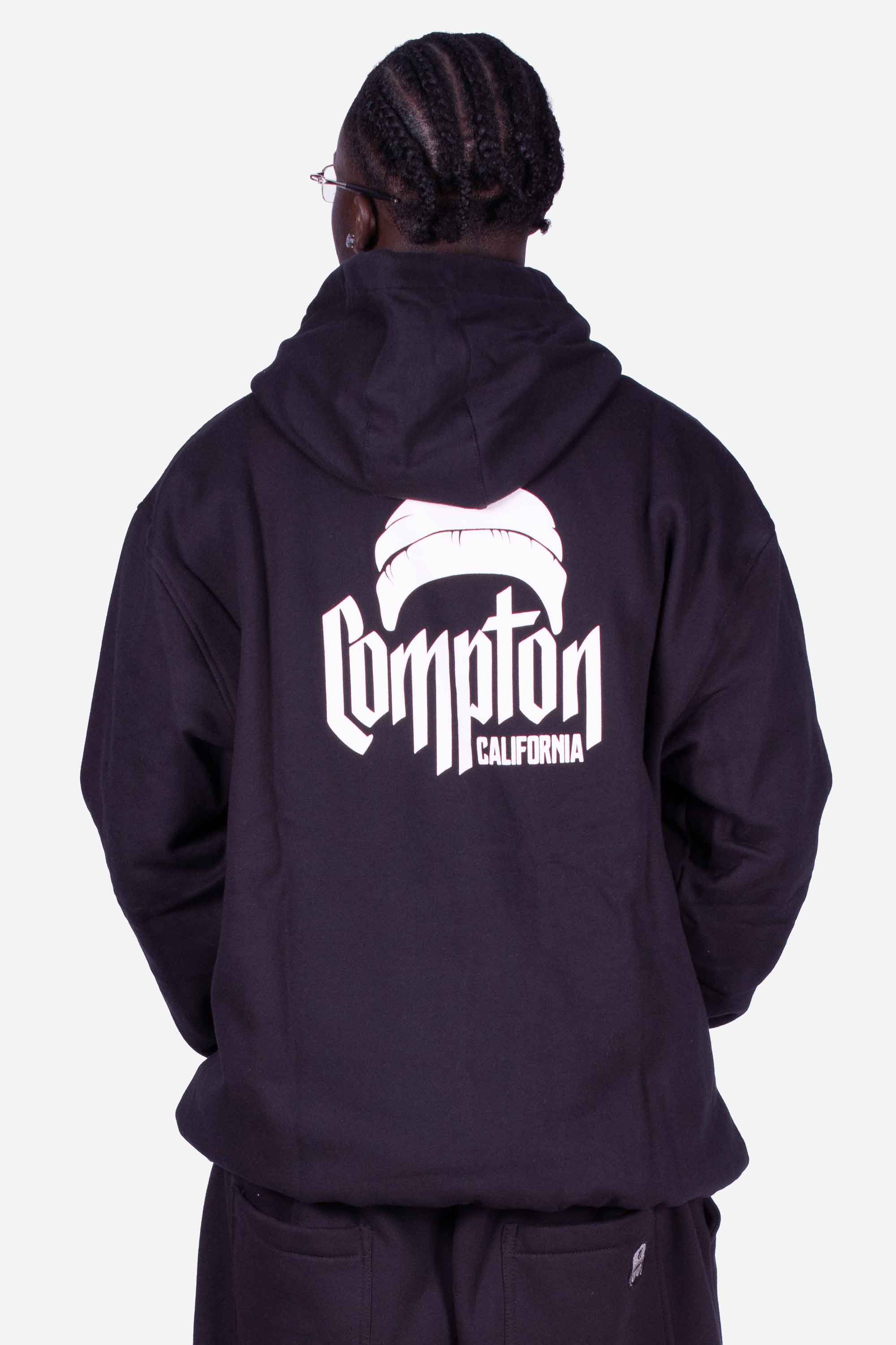 Moletom Compton Canguru Gorro Plus Preto