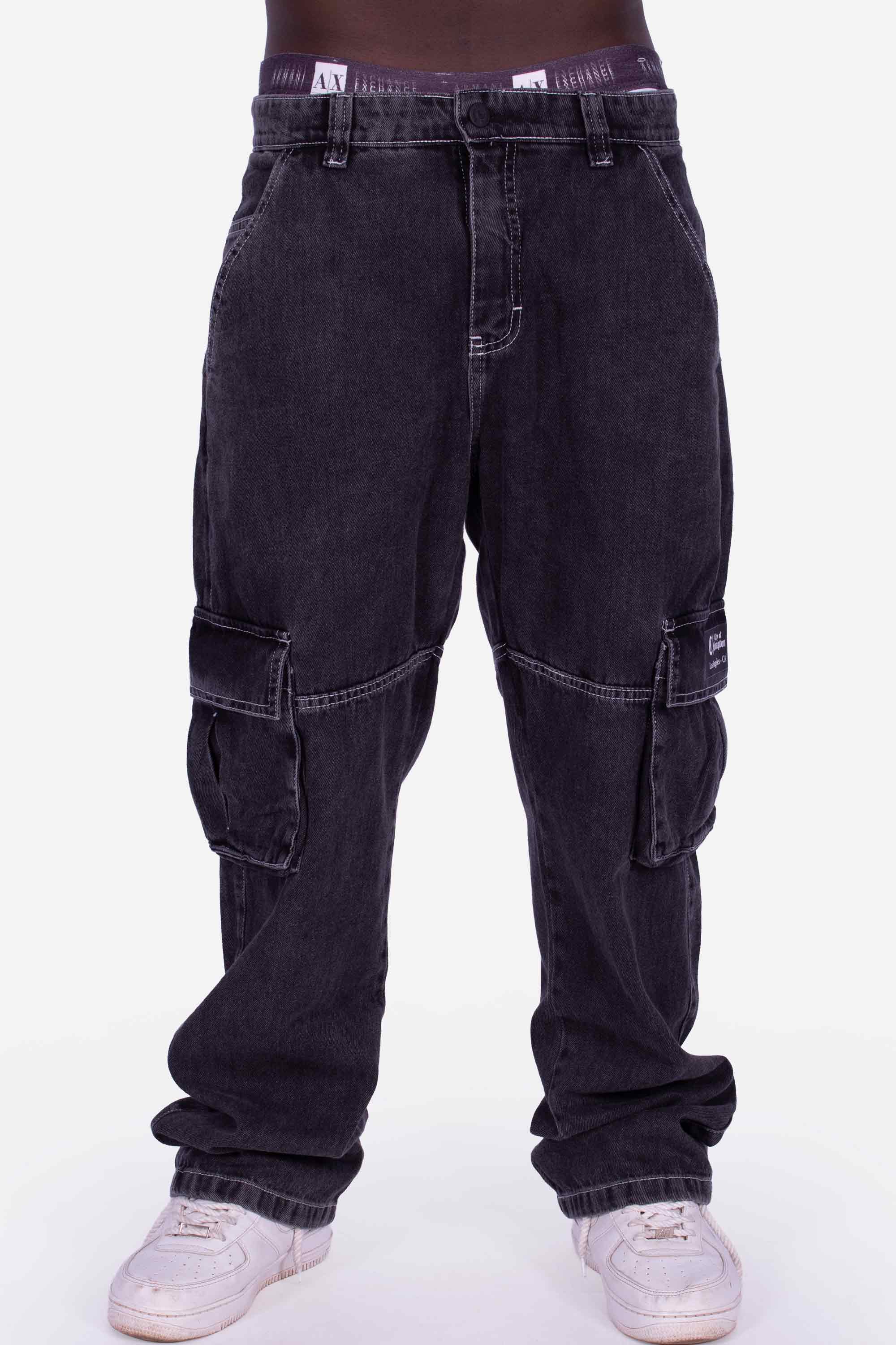 Calça Jeans Cargo Compton Straight Outta Black