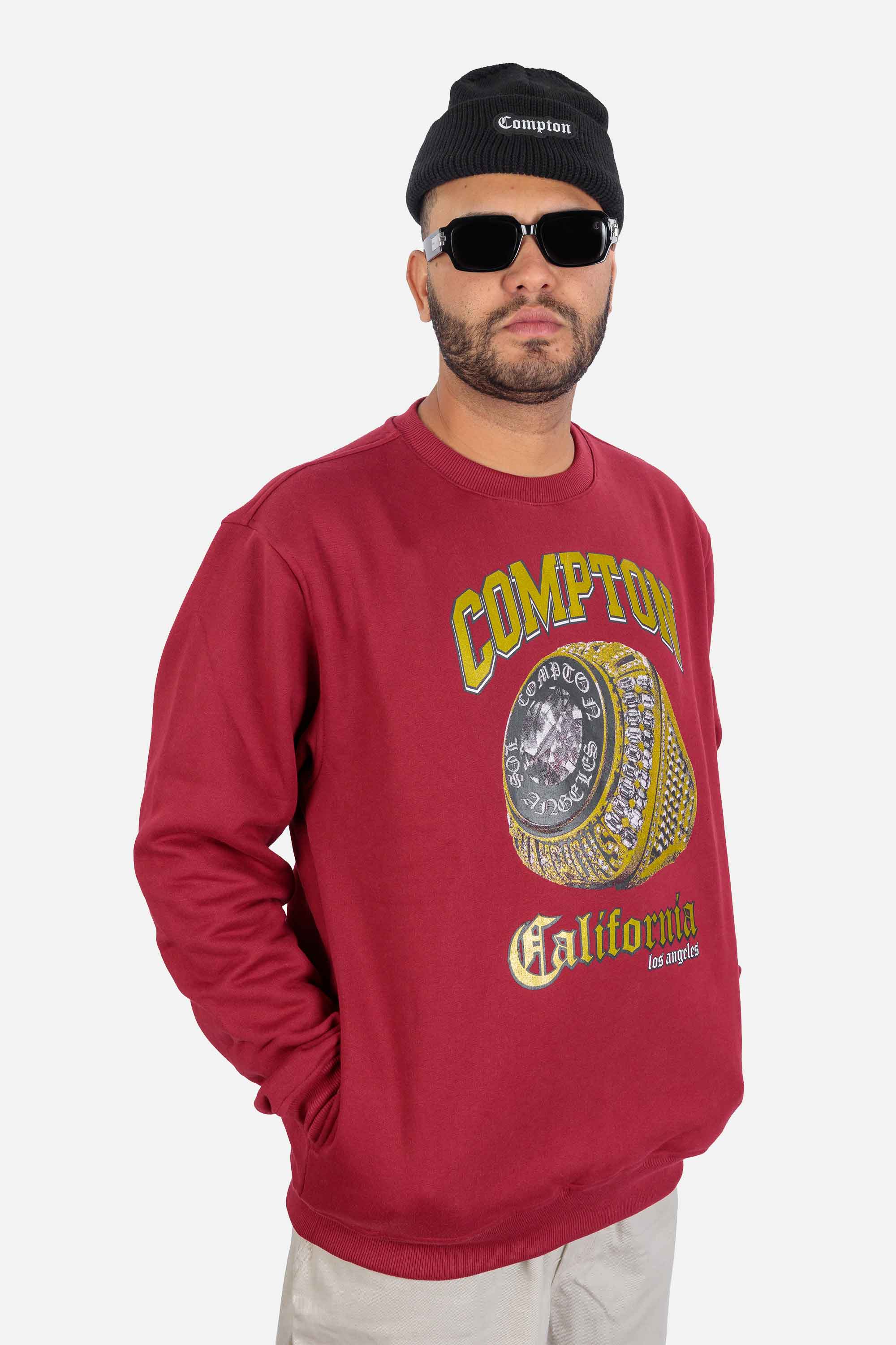 Moletom Compton Careca Champion Ring Vinho