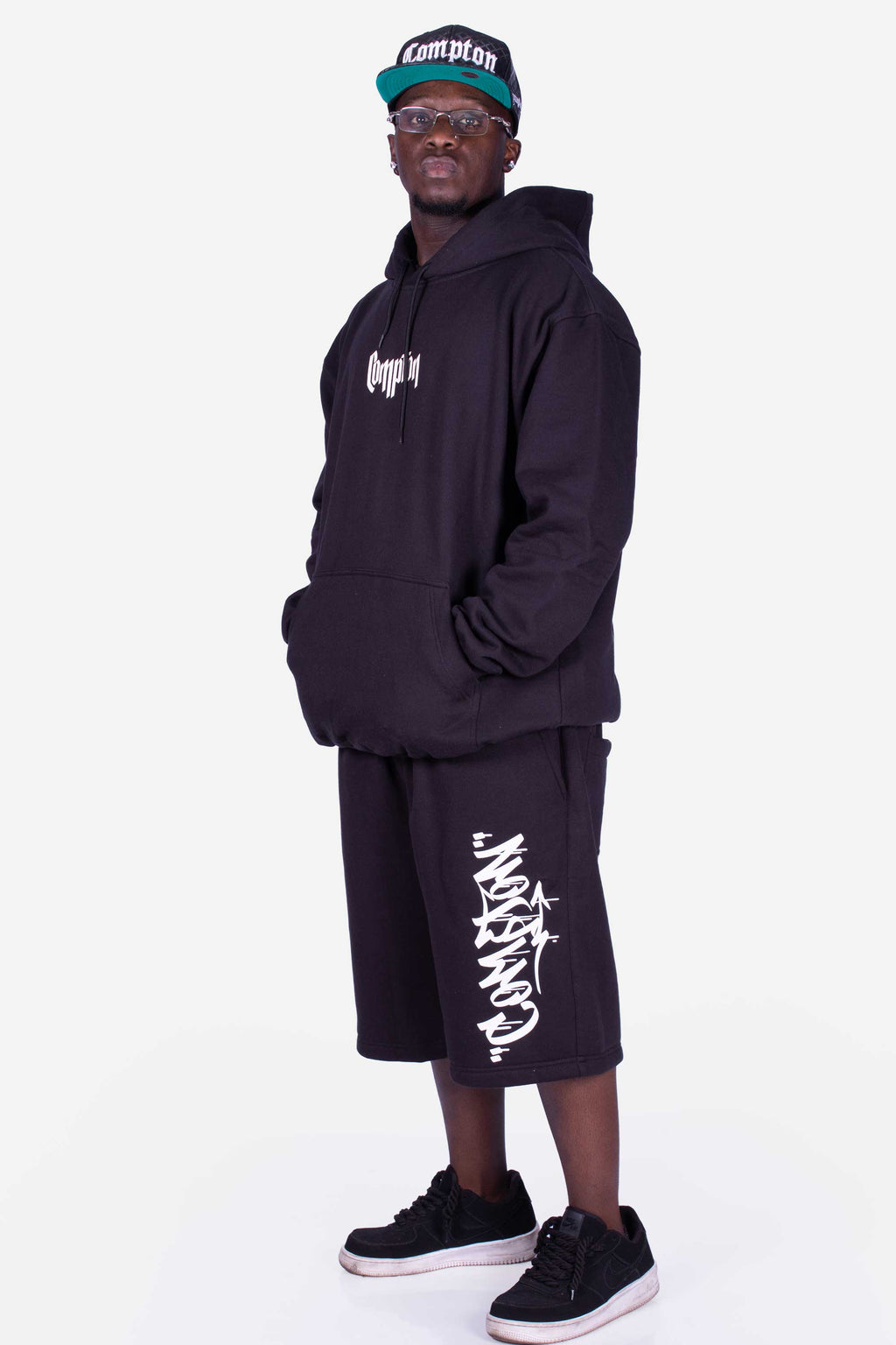 Moletom Compton Canguru Gorro Plus Preto