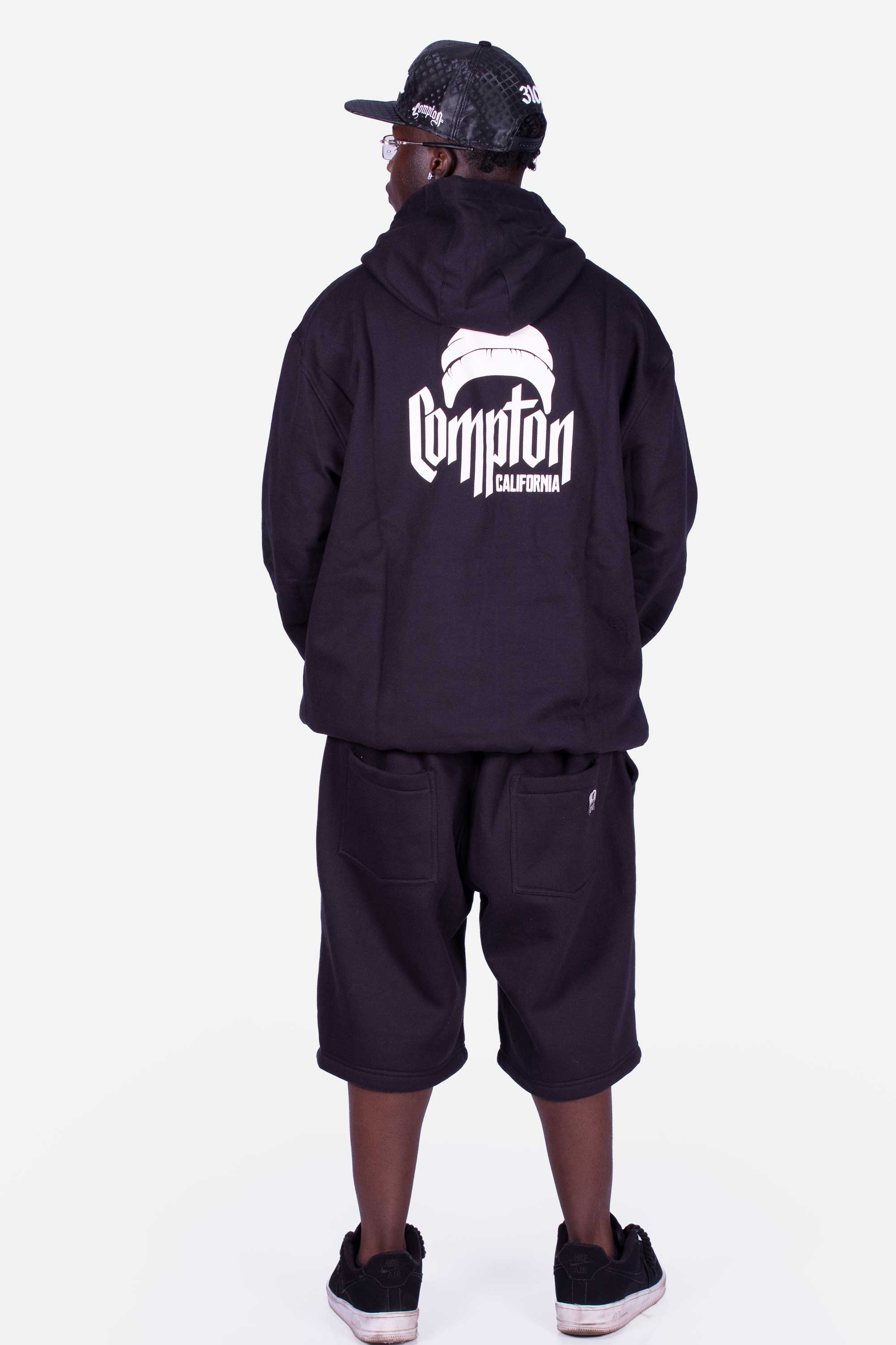 Moletom Compton Canguru Gorro Plus Preto