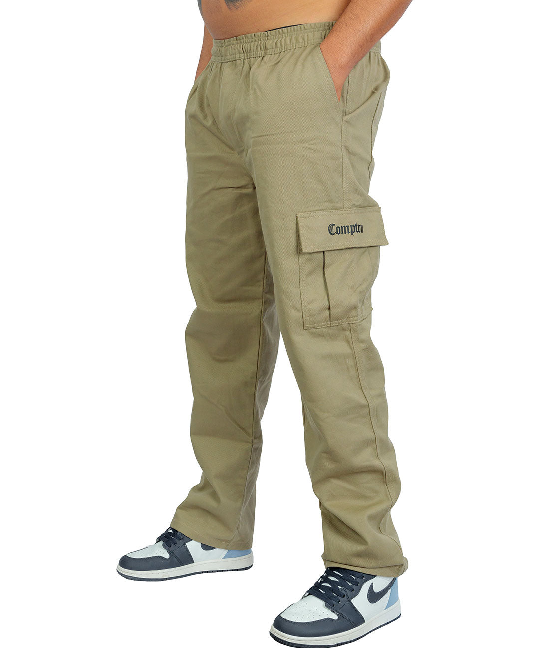 Calça Cargo Compton Sarja Pesada Reta Caqui