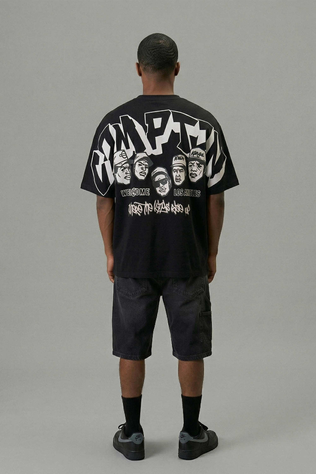 Camiseta Compton Oversized N.W.A. Faces - Preto