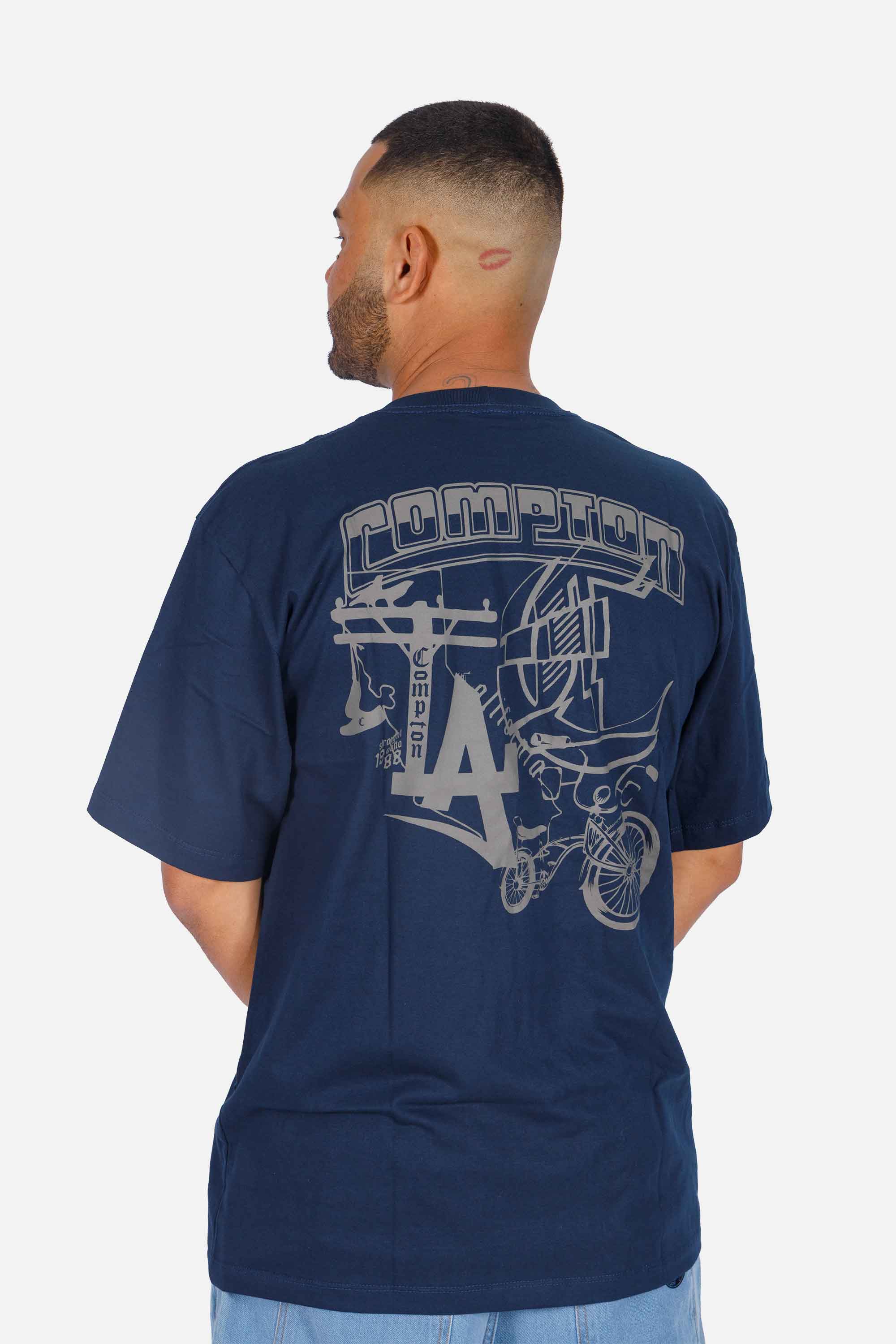 Camiseta Compton Oversized Lowbike Legacy Marinho