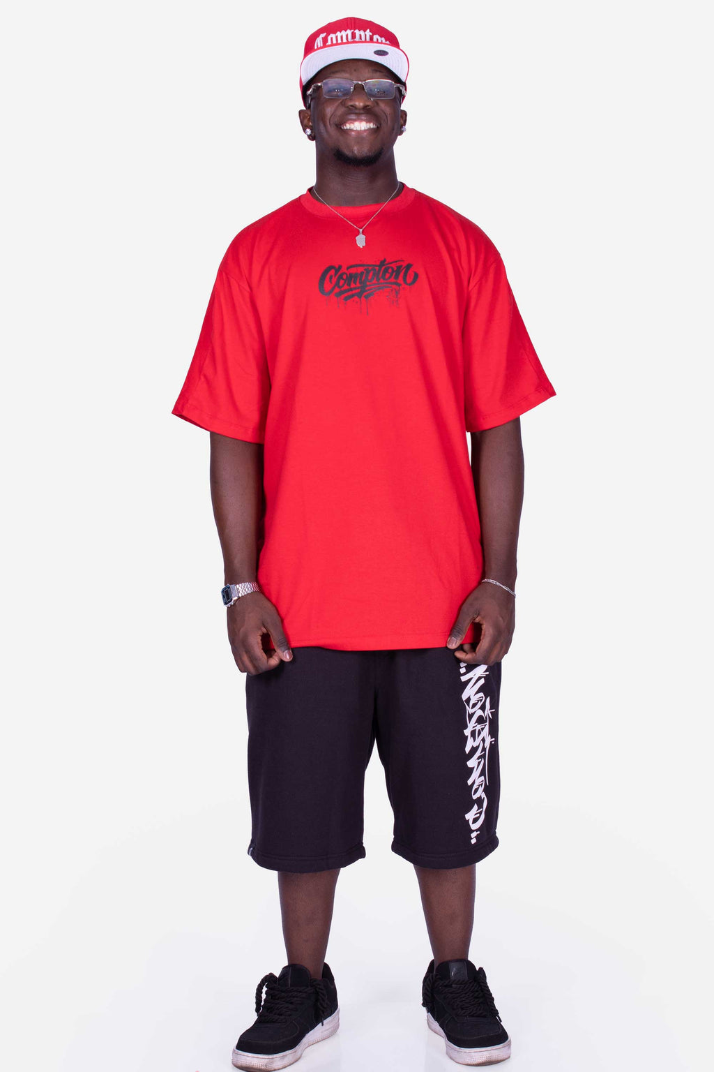 Camiseta Compton Oversized Drained Morcego Vermelha