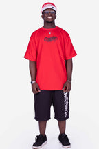 Camiseta Compton Oversized Drained Morcego Vermelha