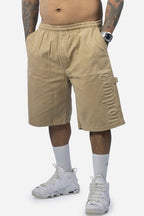 Bermuda Sarja Compton Carpinteiro Logo 3D Caqui