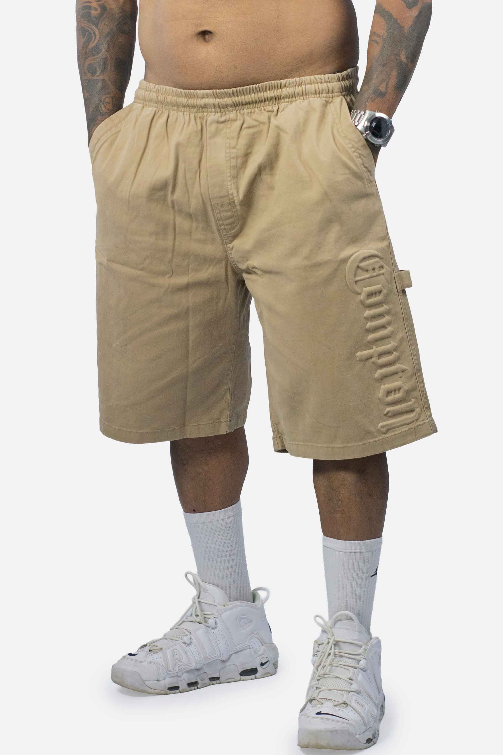 Bermuda Sarja Compton Carpinteiro Logo 3D Caqui