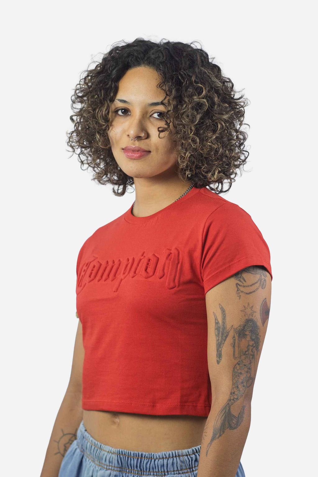 Cropped Compton Relevo 3D Vermelho