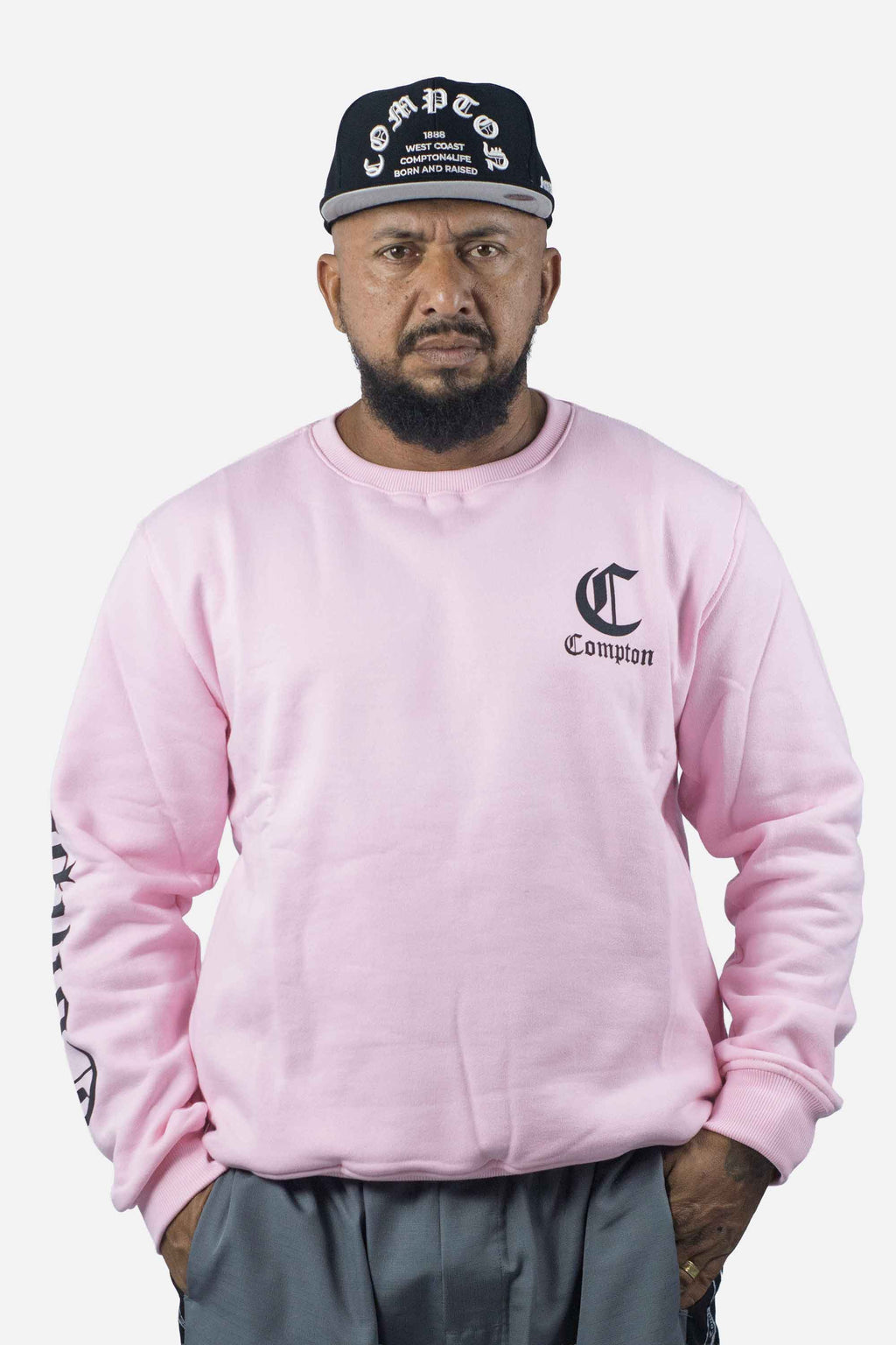 Moletom Compton Careca Logo Rosa