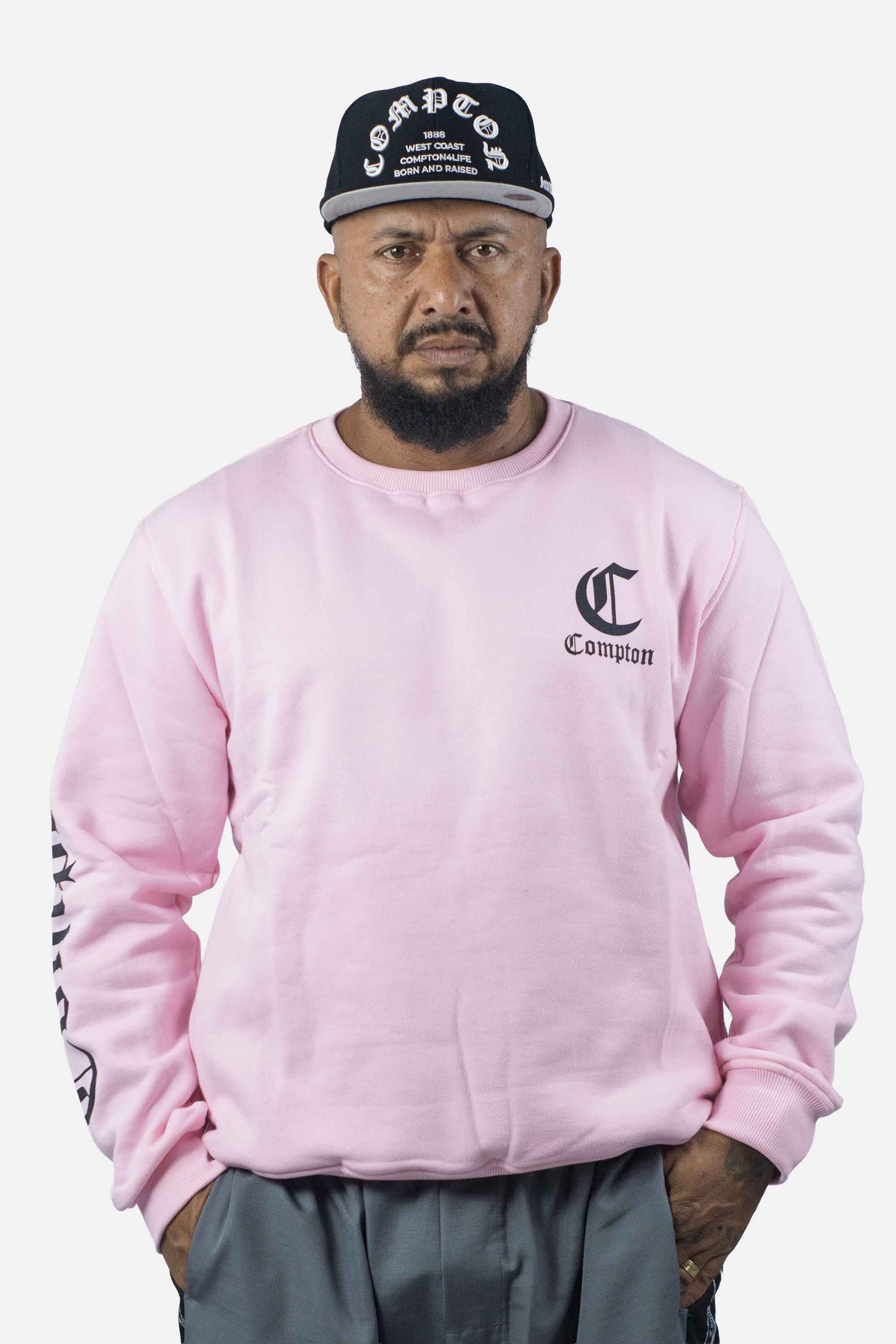 Moletom Compton Careca Logo Rosa