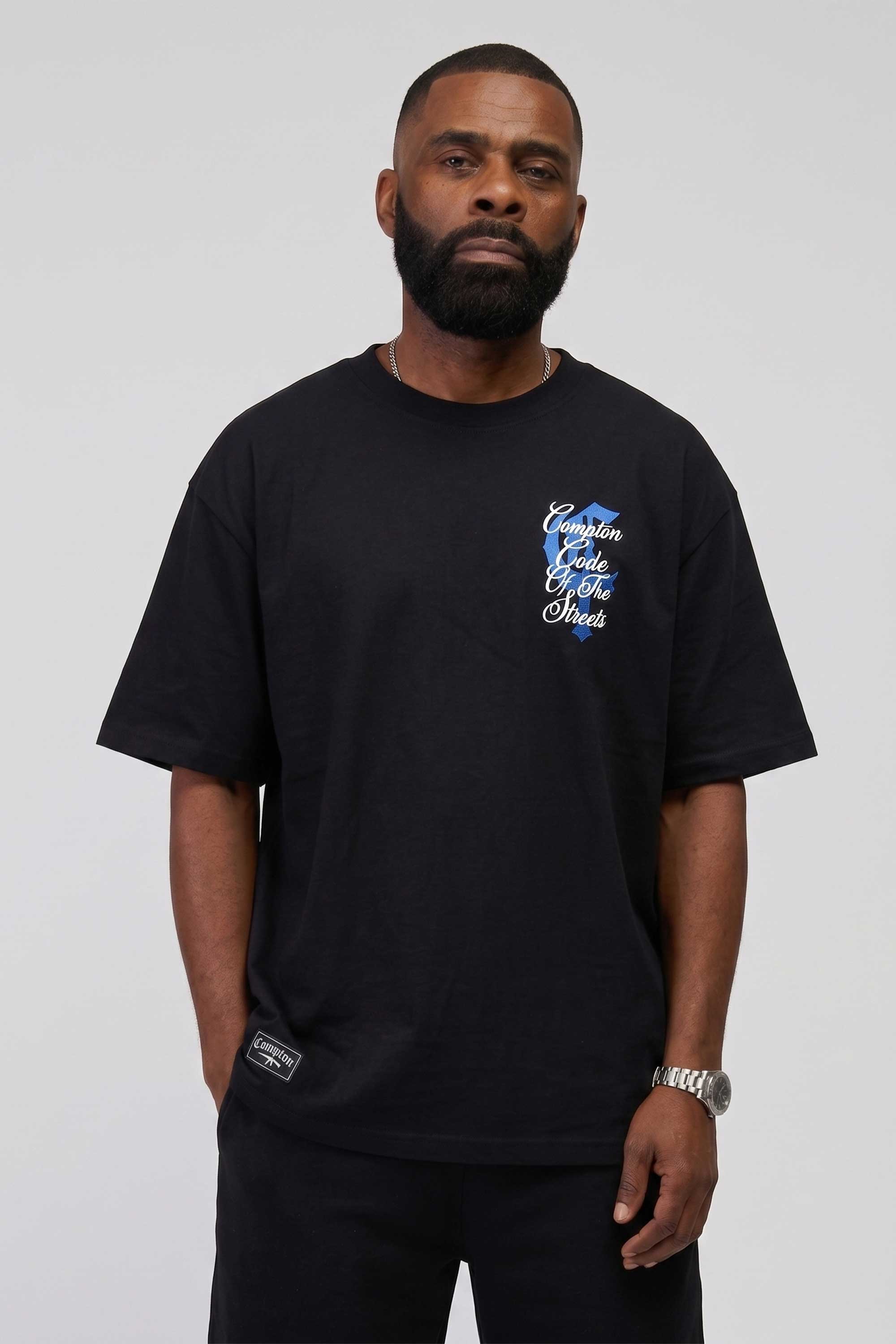 Camiseta Compton Oversized Code Of The Streets - Preto