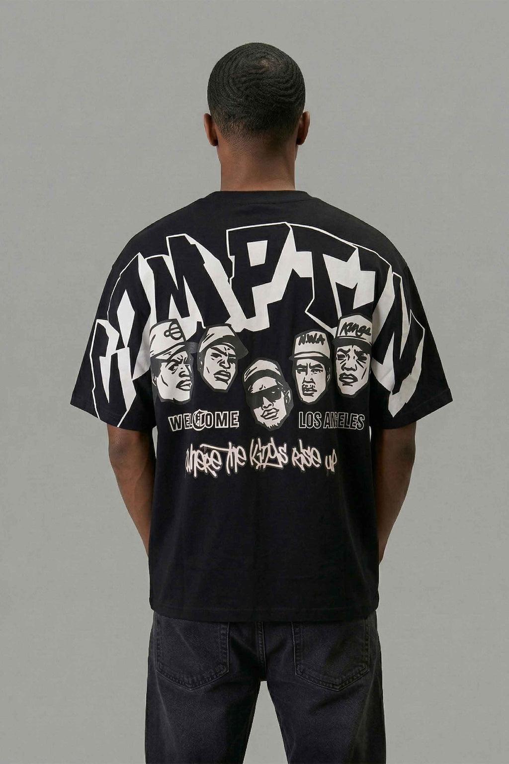Camiseta Compton Oversized N.W.A. Faces - Preto