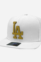 Boné Compton Aba Reta Snapback L.A Recorte Laser Branco