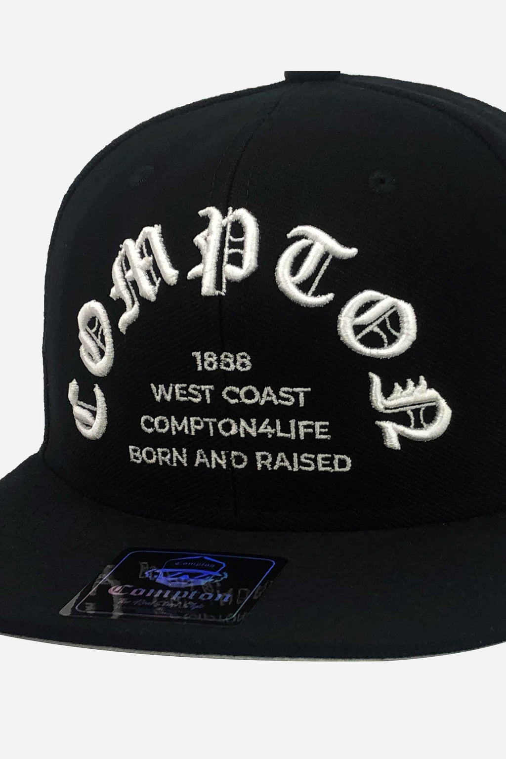 Boné Compton Aba Reta Snapback Born And Raised Preto