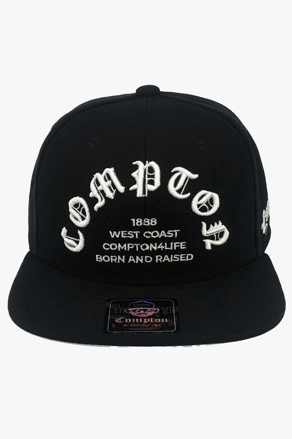 Boné Compton Aba Reta Snapback Born And Raised Preto