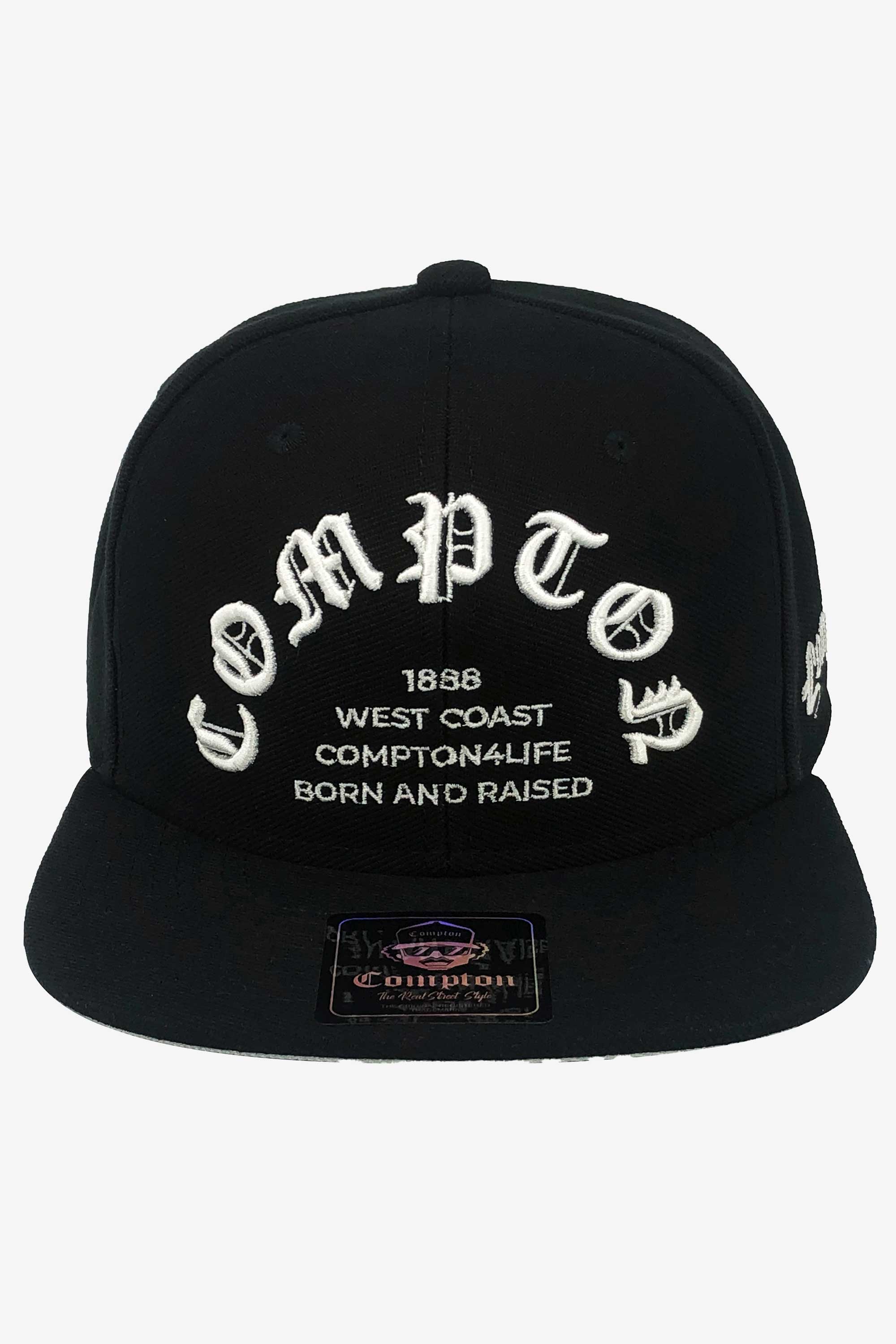 Boné Compton Aba Reta Snapback Born And Raised Preto