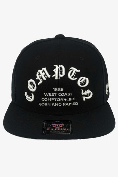 Boné Compton Aba Reta Snapback Born And Raised Preto