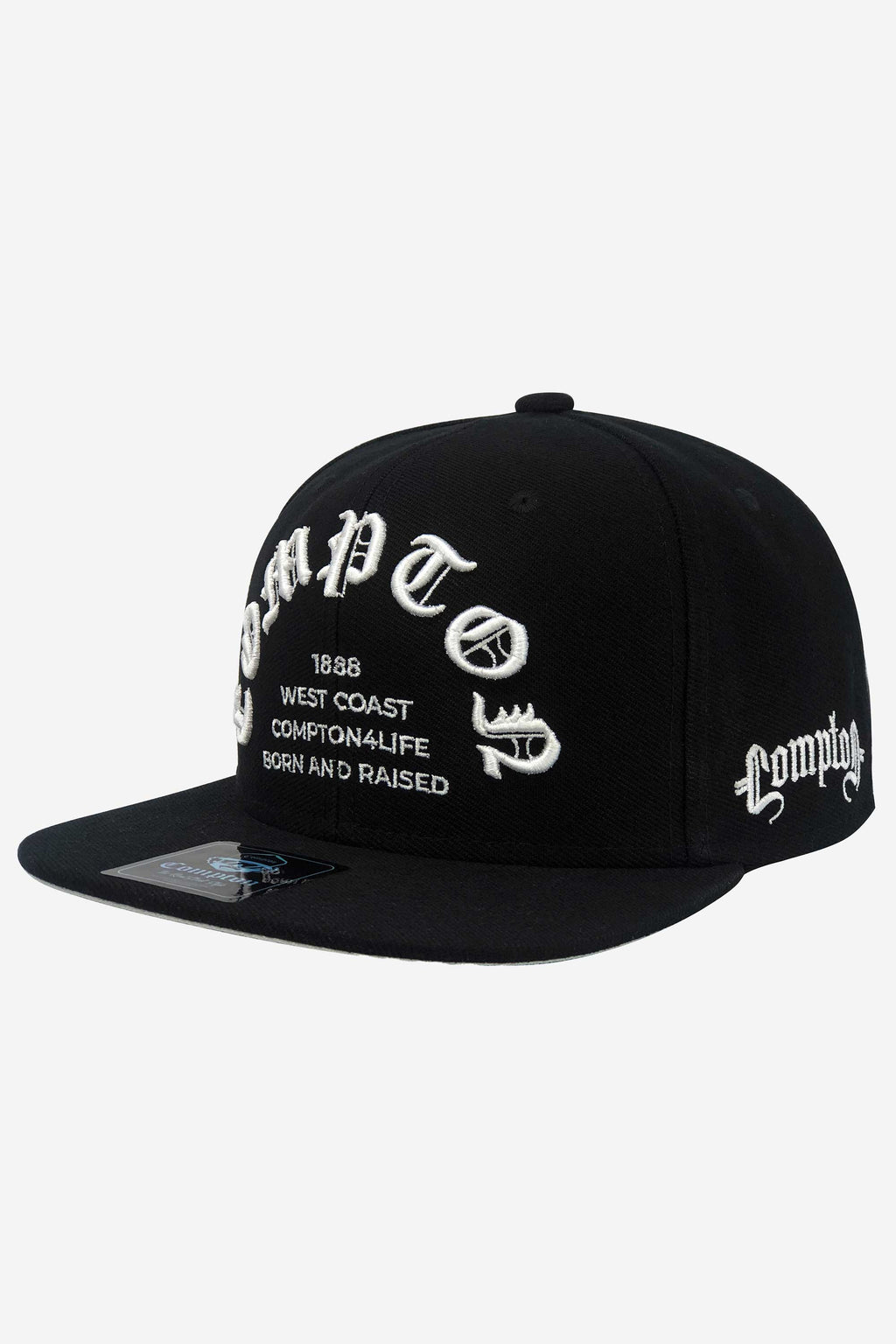 Boné Compton Aba Reta Snapback Born And Raised Preto