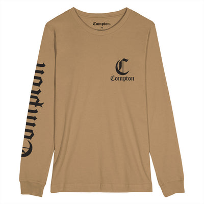 Camiseta Compton Manga Longa Logo Caqui