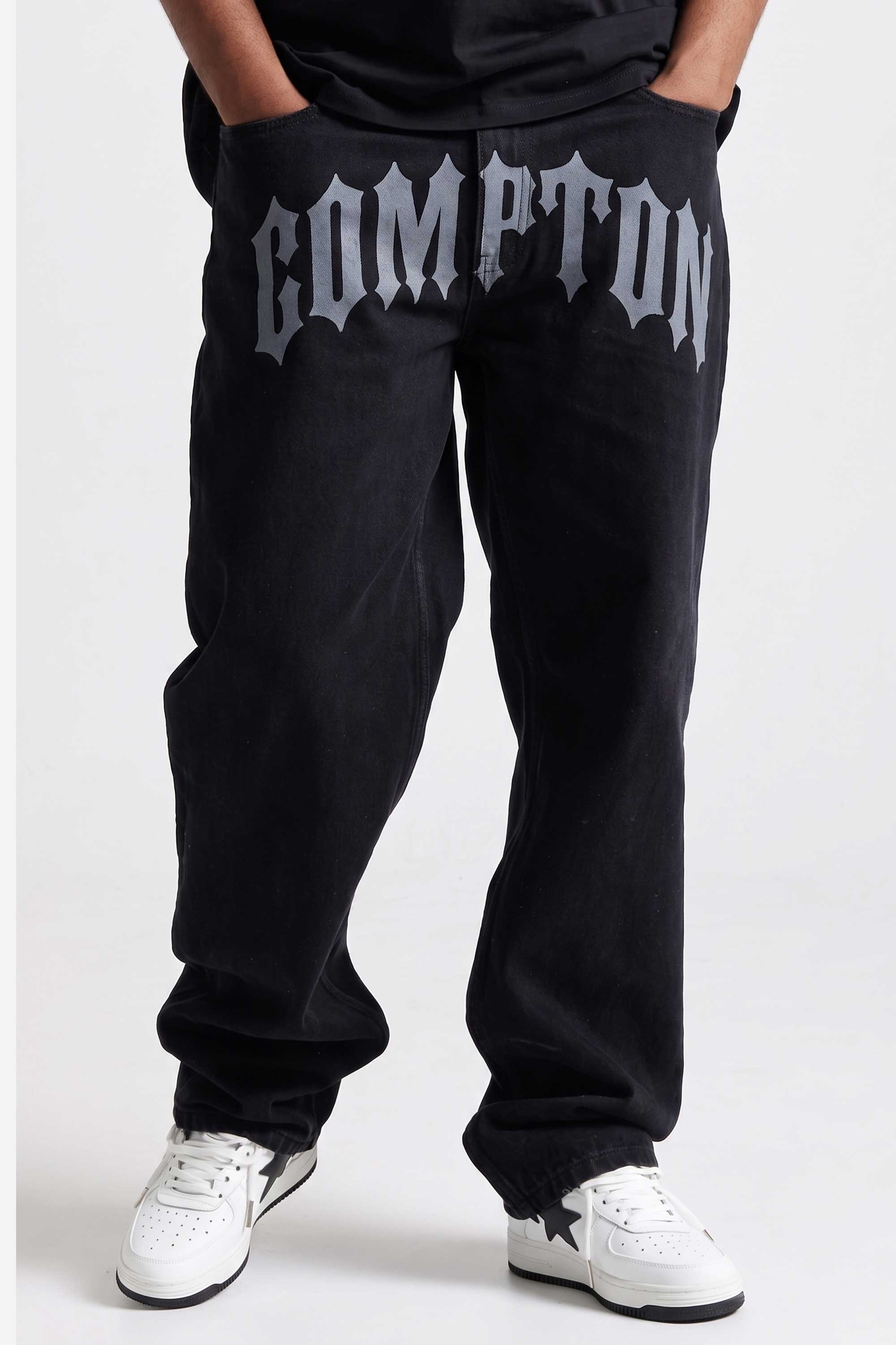 Calça Jeans Baggy Compton Gothic - Black