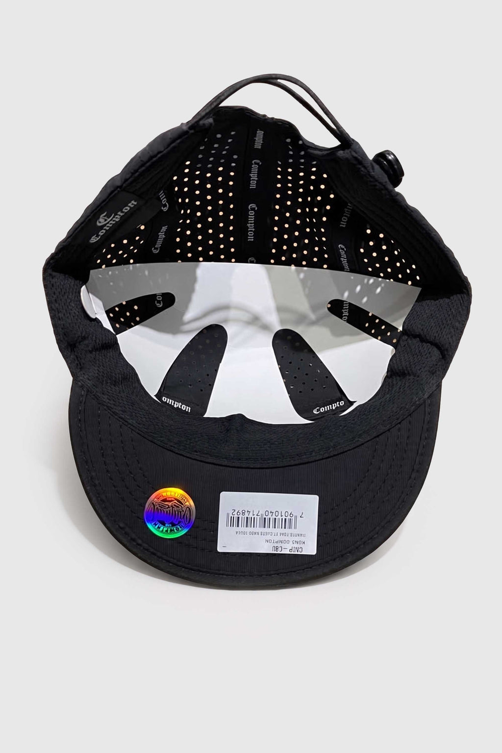Boné Five Panel Corredor Compton Running Air Aba Curta Flexível - Preto