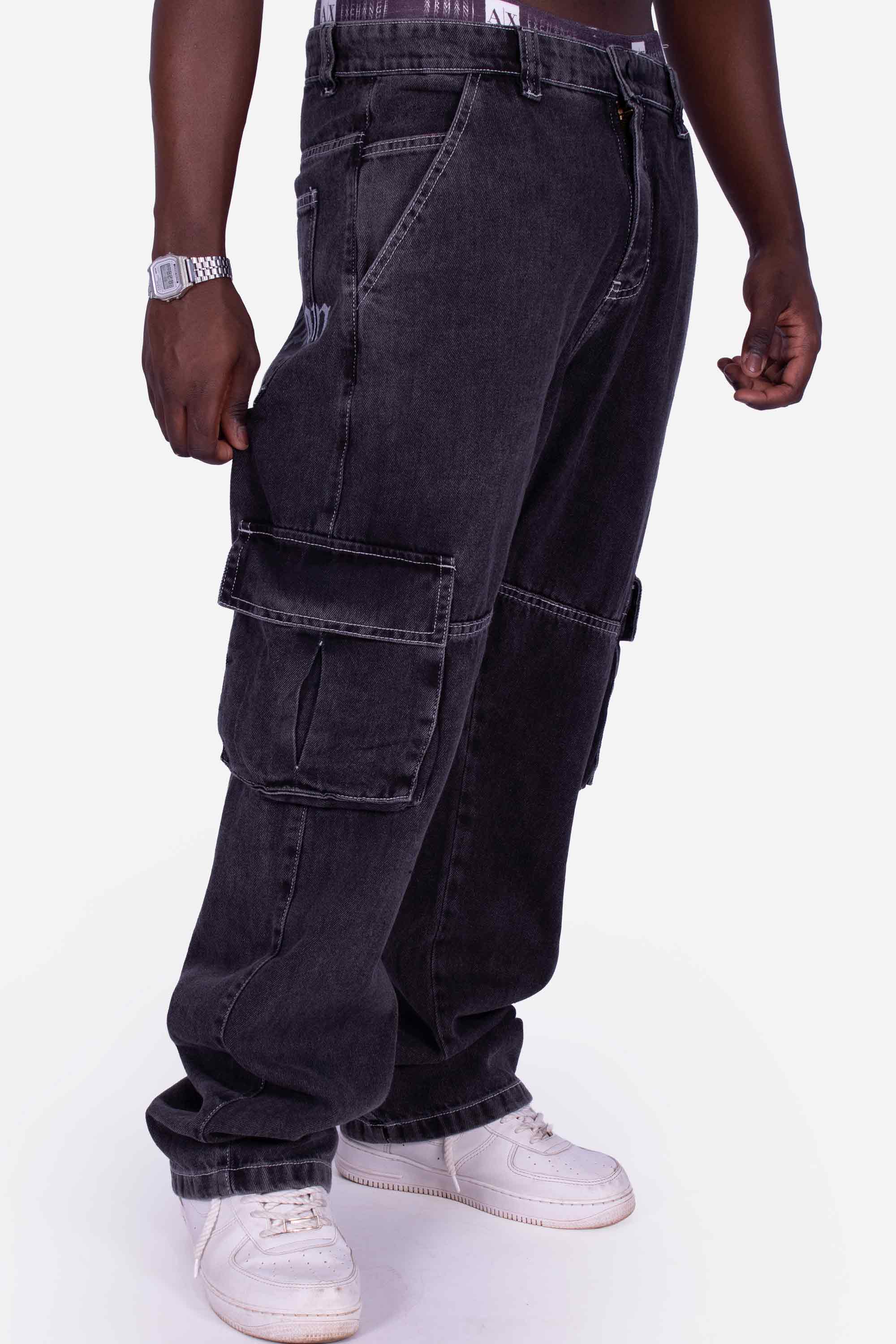 Calça Jeans Cargo Compton Straight Outta Black